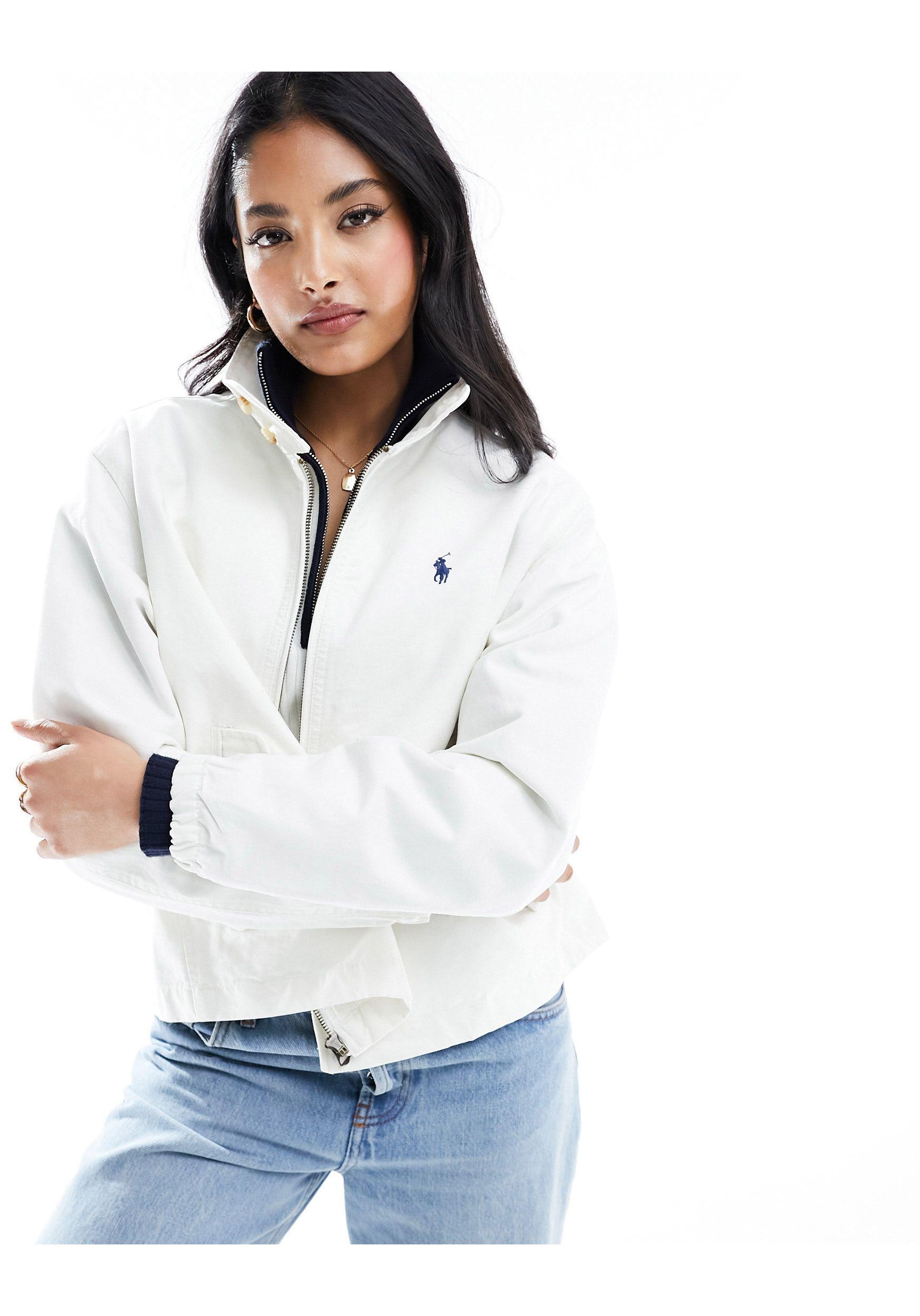 Polo Ralph Lauren Collared Short Trucker Jacket With Logo in White