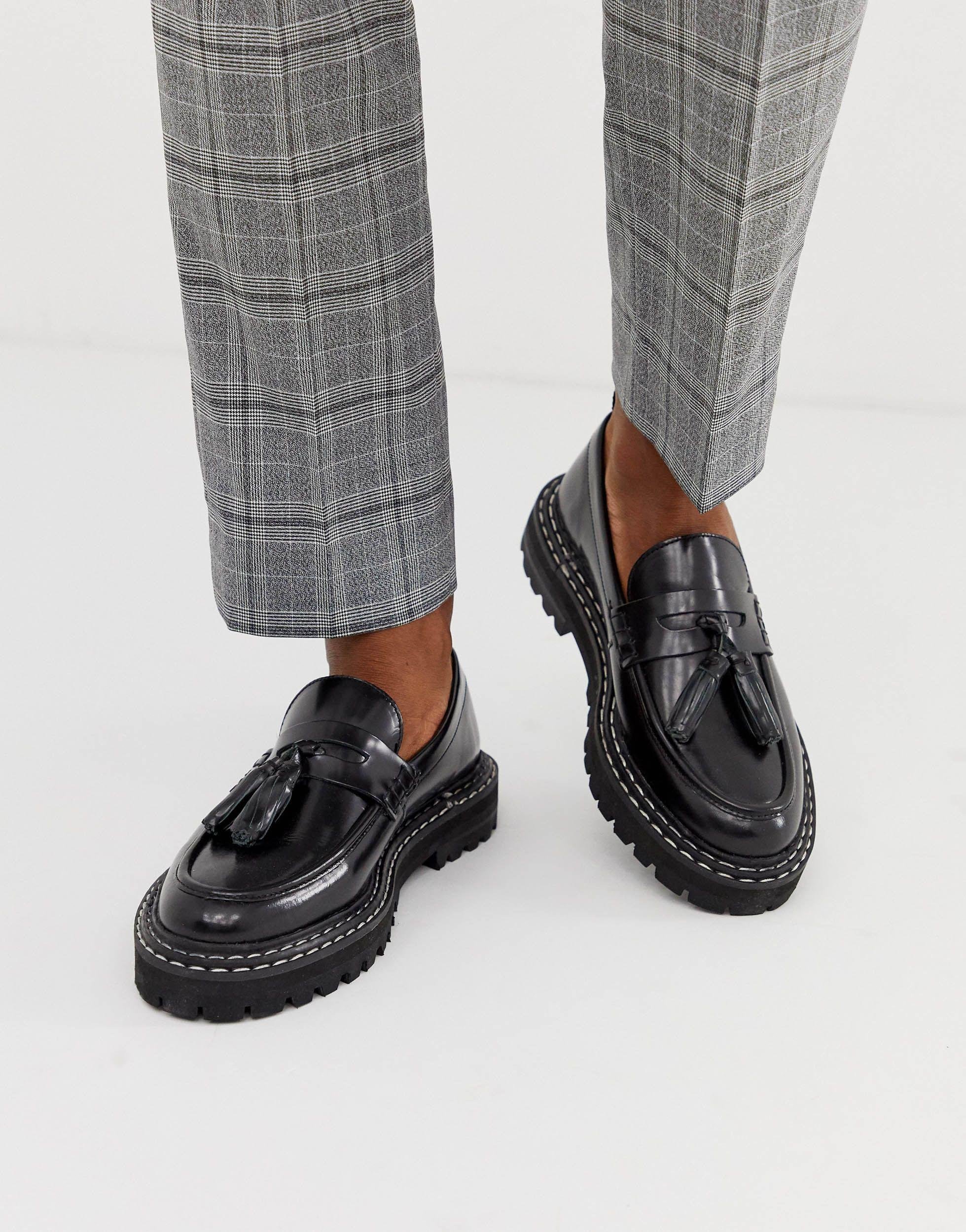 Mocassins en cuir avec semelle épaisse et coutures contrastantes ASOS pour  homme en coloris Noir | Lyst