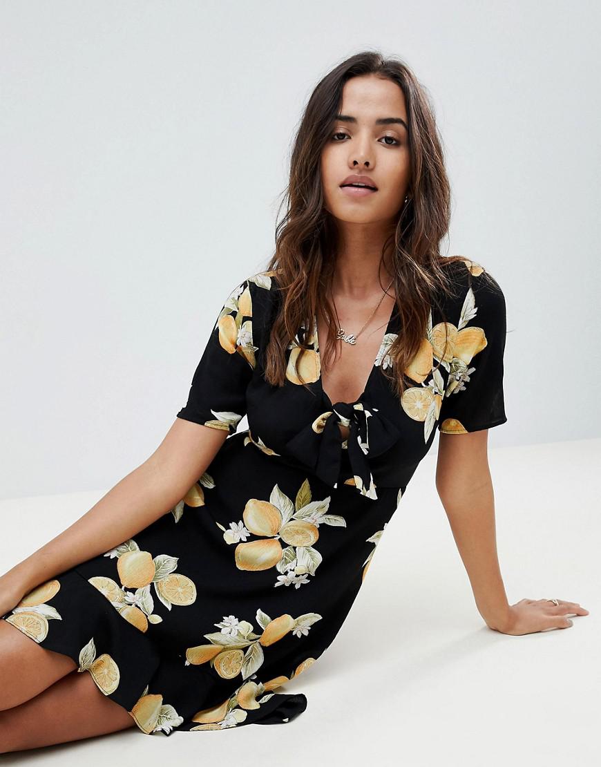 black lemon print dress