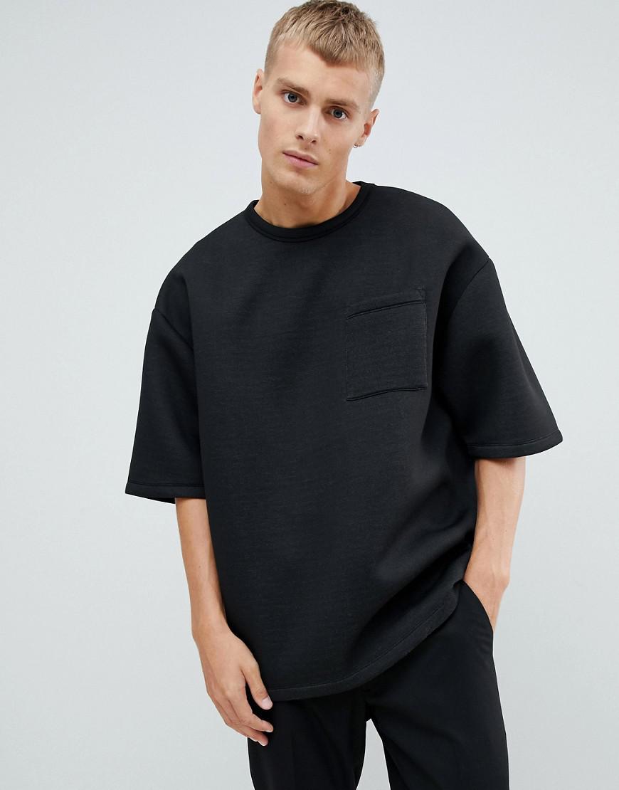 ASOS Oversized T-shirt With Half Sleeve In Scuba Fabric With Pocket In  Black for Men | Lyst