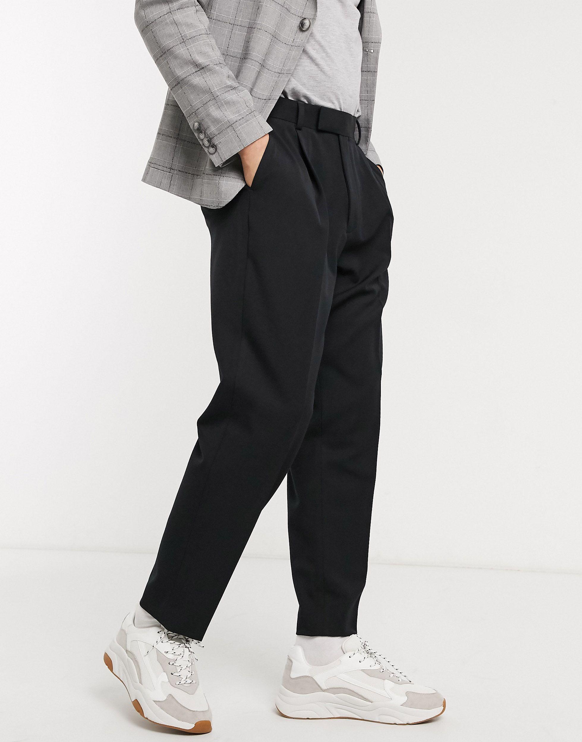 ASOS Synthetic Oversized Tapered Smart Pants in Black for Men | Lyst Canada