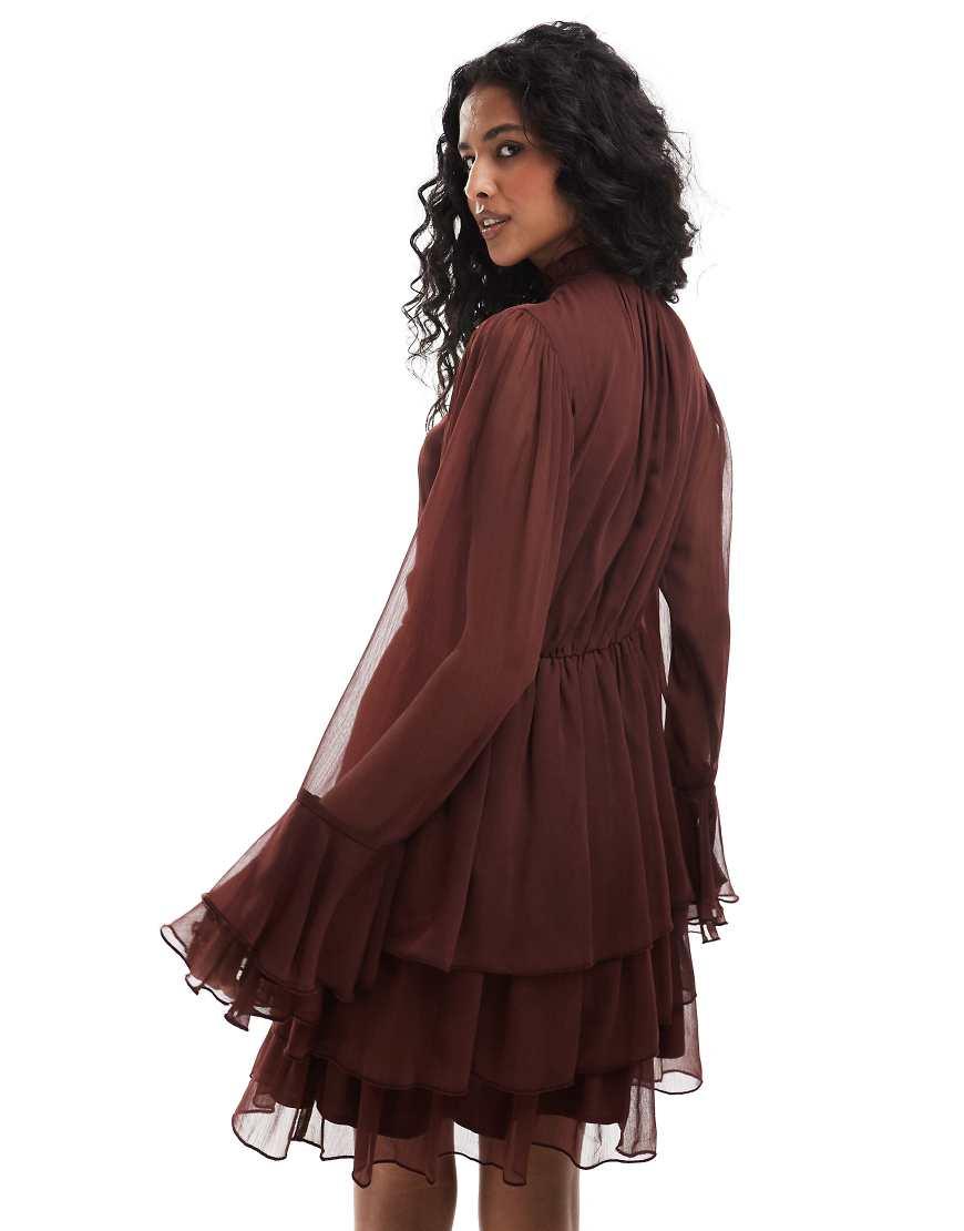Miss Selfridge Chiffon Ruffle Mini Dress in Purple | Lyst UK