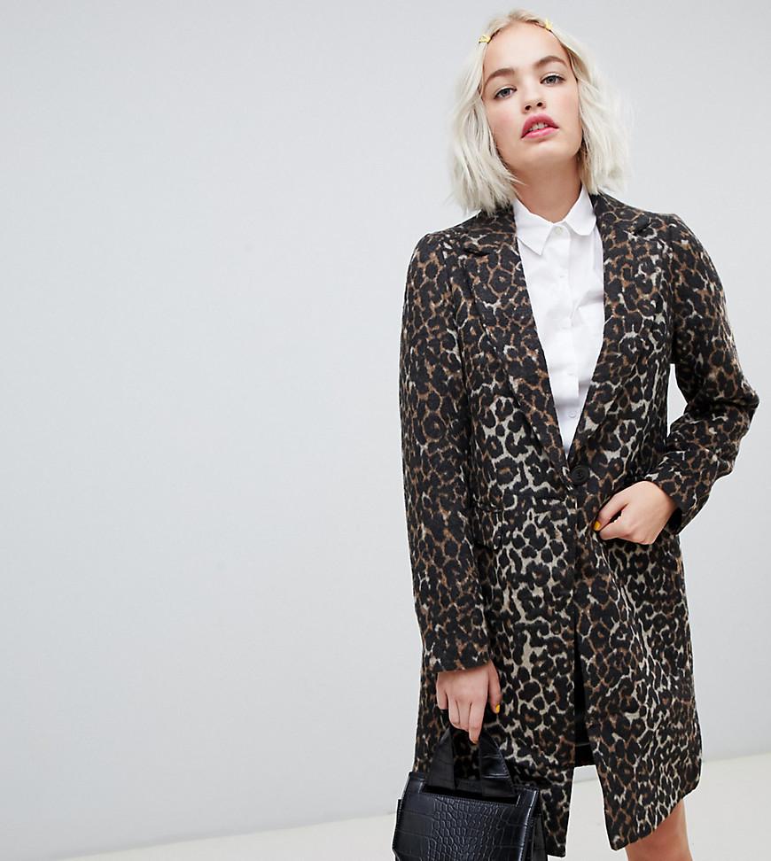leopard print tailored coat