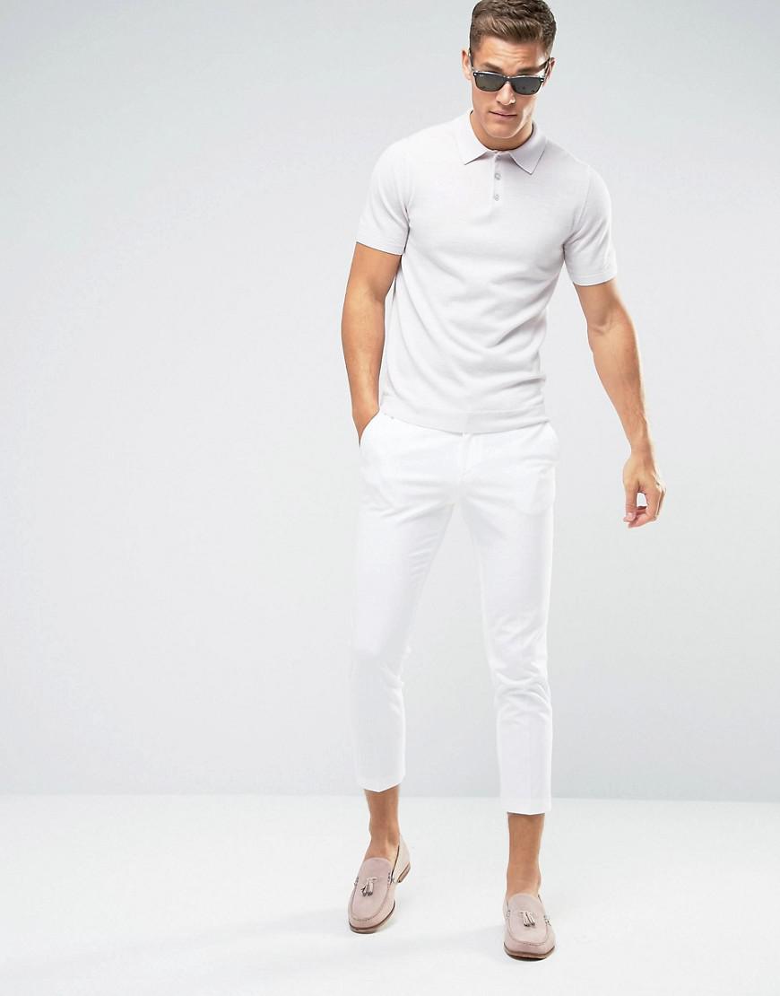 ASOS Skinny Suit Cropped Pants In White for Men