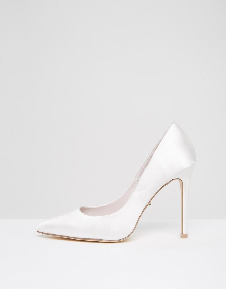 satin heels white