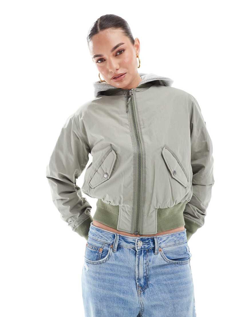Superdry Hooded Ma1 Bomber Jacket in Grey Lyst UK