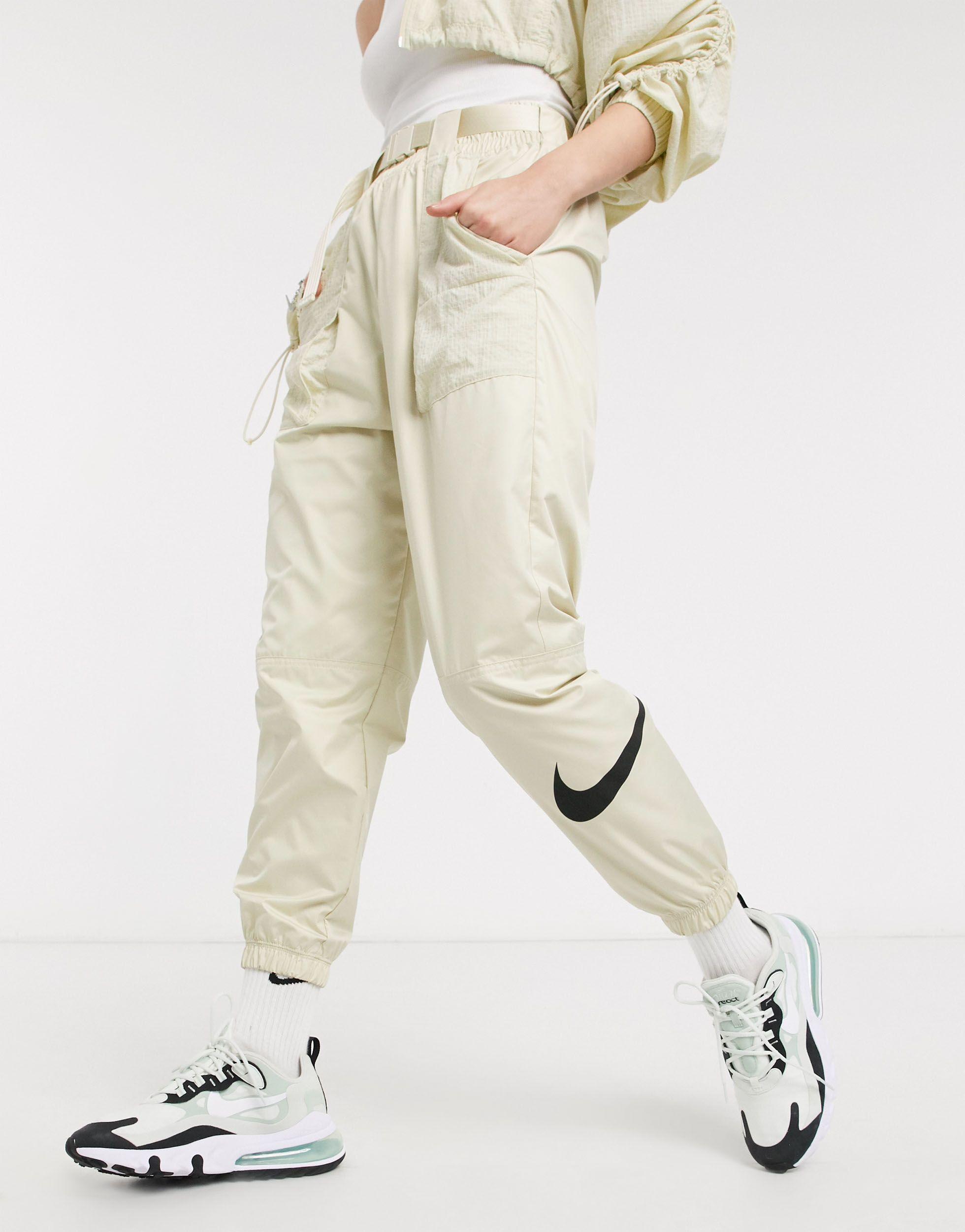 Nike Woven Swoosh Cargo Pants With Belt in White - Lyst