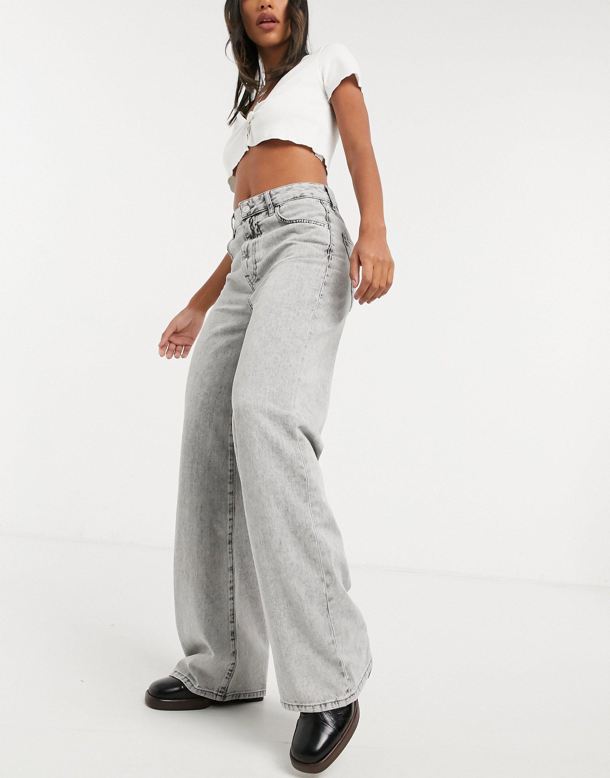 Bershka Denim Jeans Met 90s Pijpen in het Grijs | Lyst NL