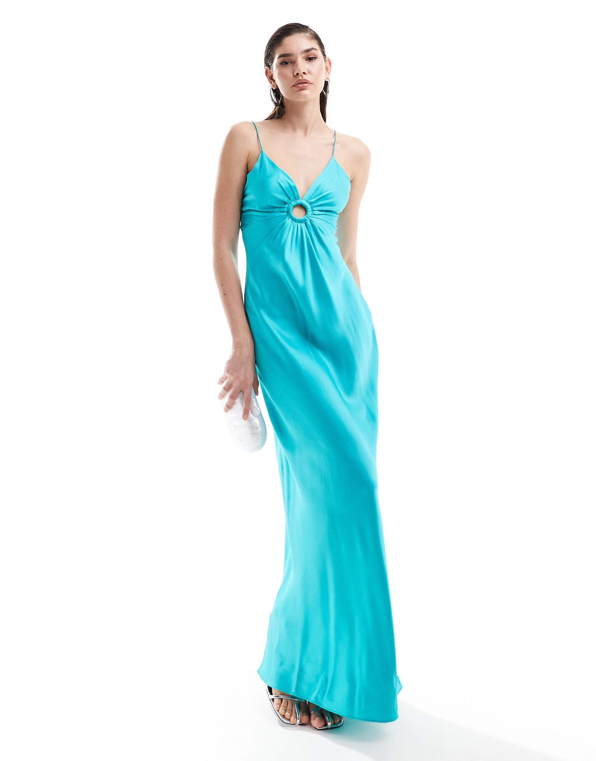knee length dresses for ladies Betina Bow Front Maxi Dress Blue main image 1