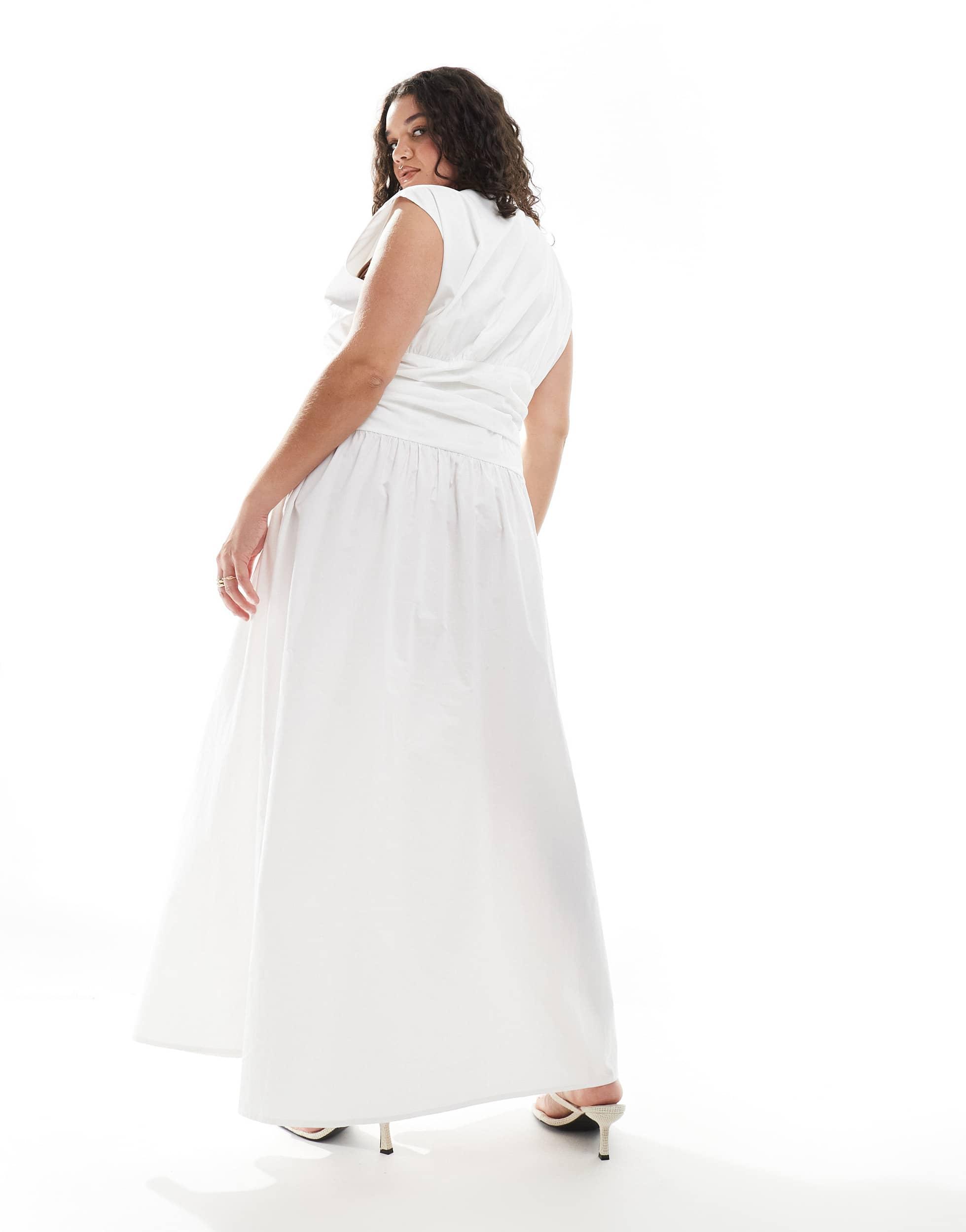 4th and reckless drop waist dress 4th & Reckless Petite ruched poplin sleeveless drop waist maxi dress in  khaki