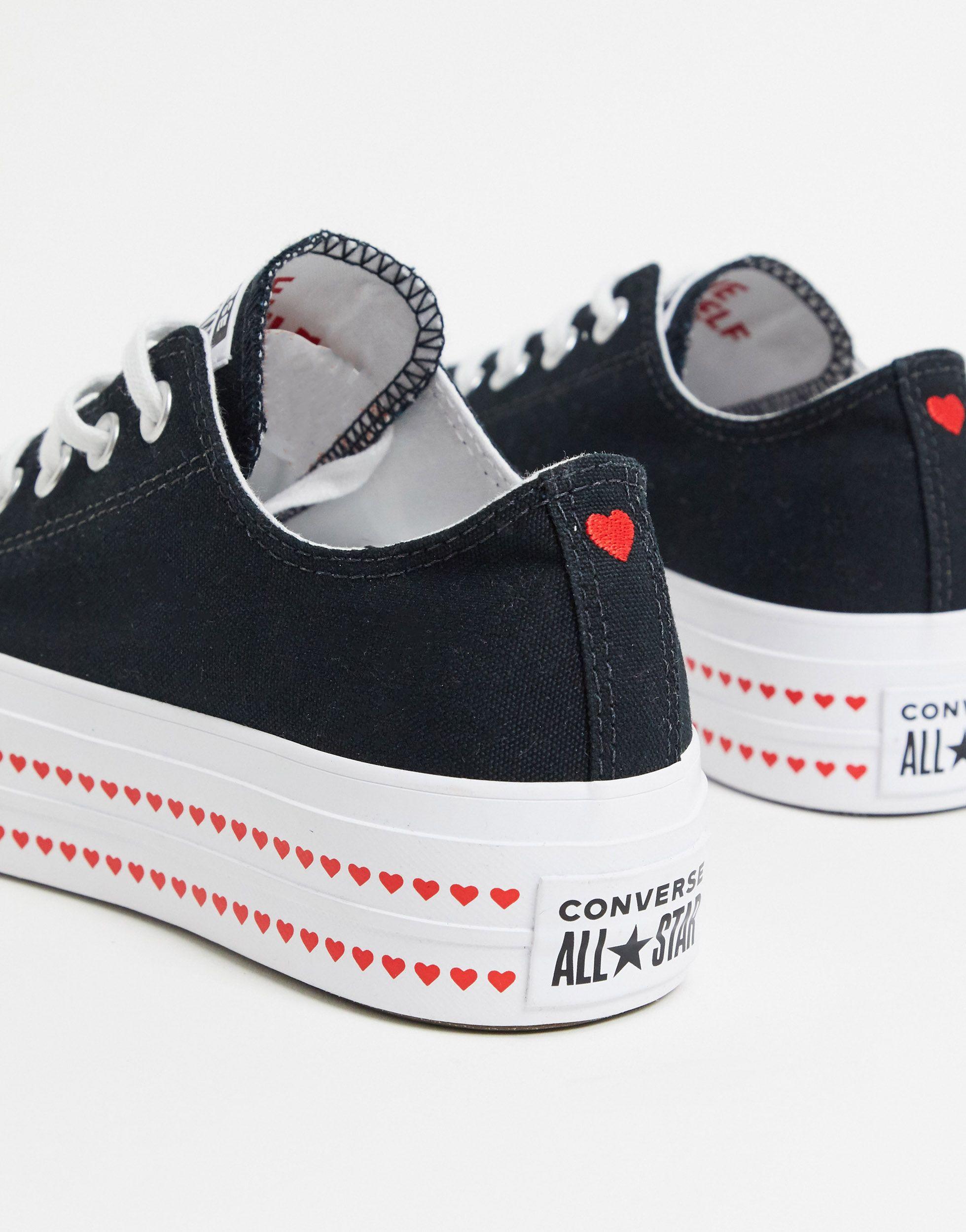 Converse Chuck Taylor Lift Platform Heart Black Sneakers | Lyst UK