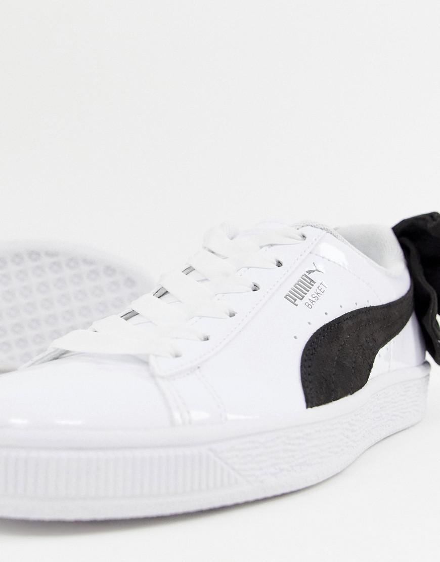 PUMA Basket Black Bow White Sneakers - Lyst