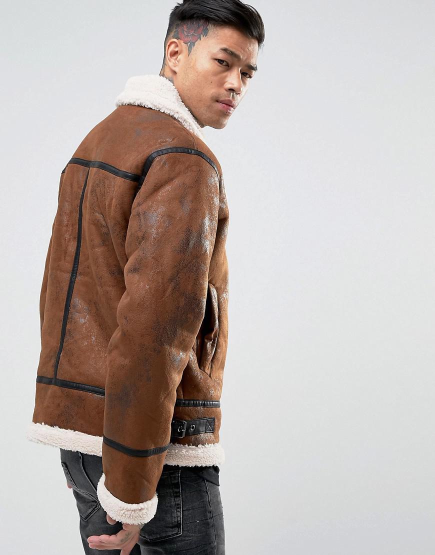 tan faux shearling jacket