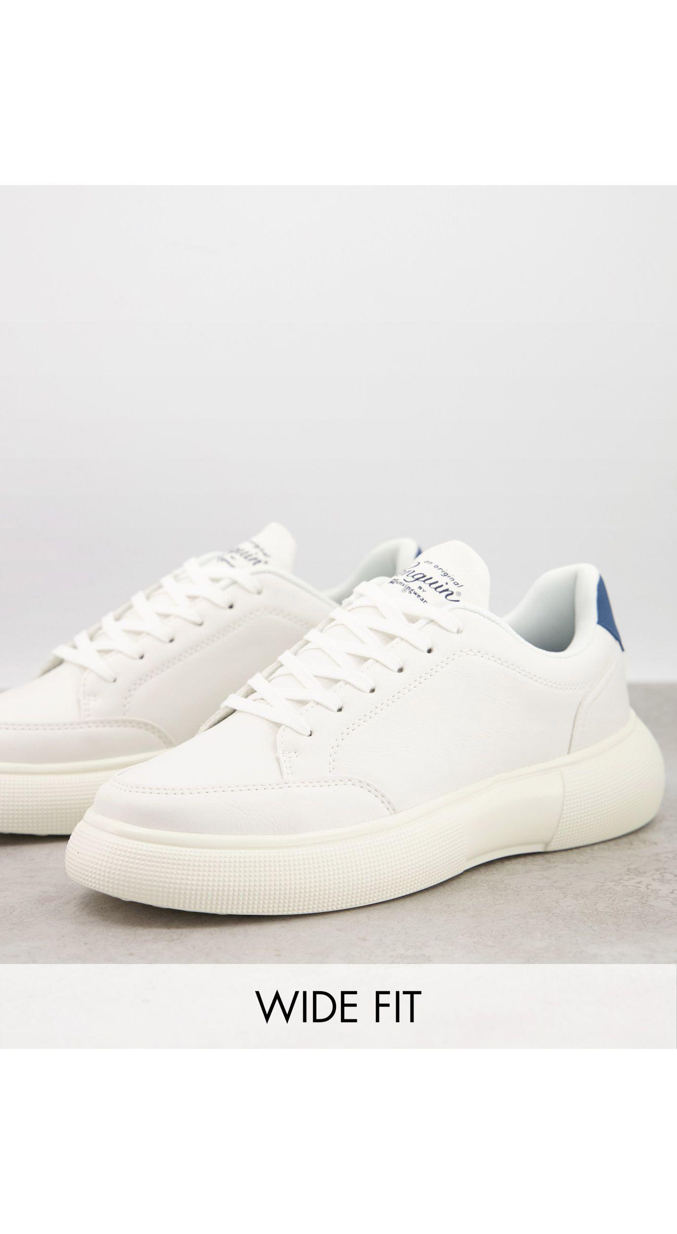 Original Penguin Wide Fit Chunky Back Tab Trainers in White for Men | Lyst