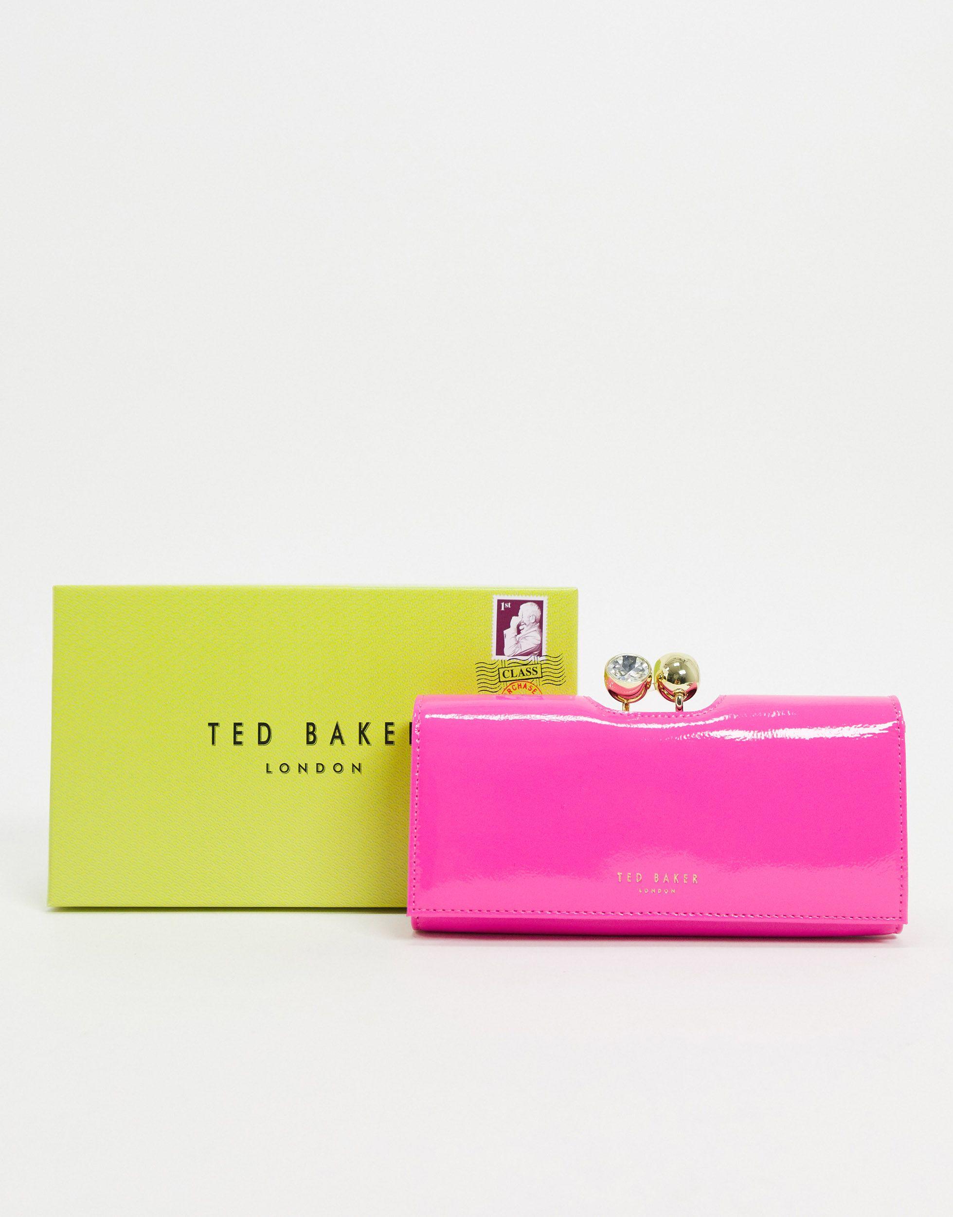 Ted Baker Elador Crinkle Patent Bobble Neon Purse in Pink | Lyst