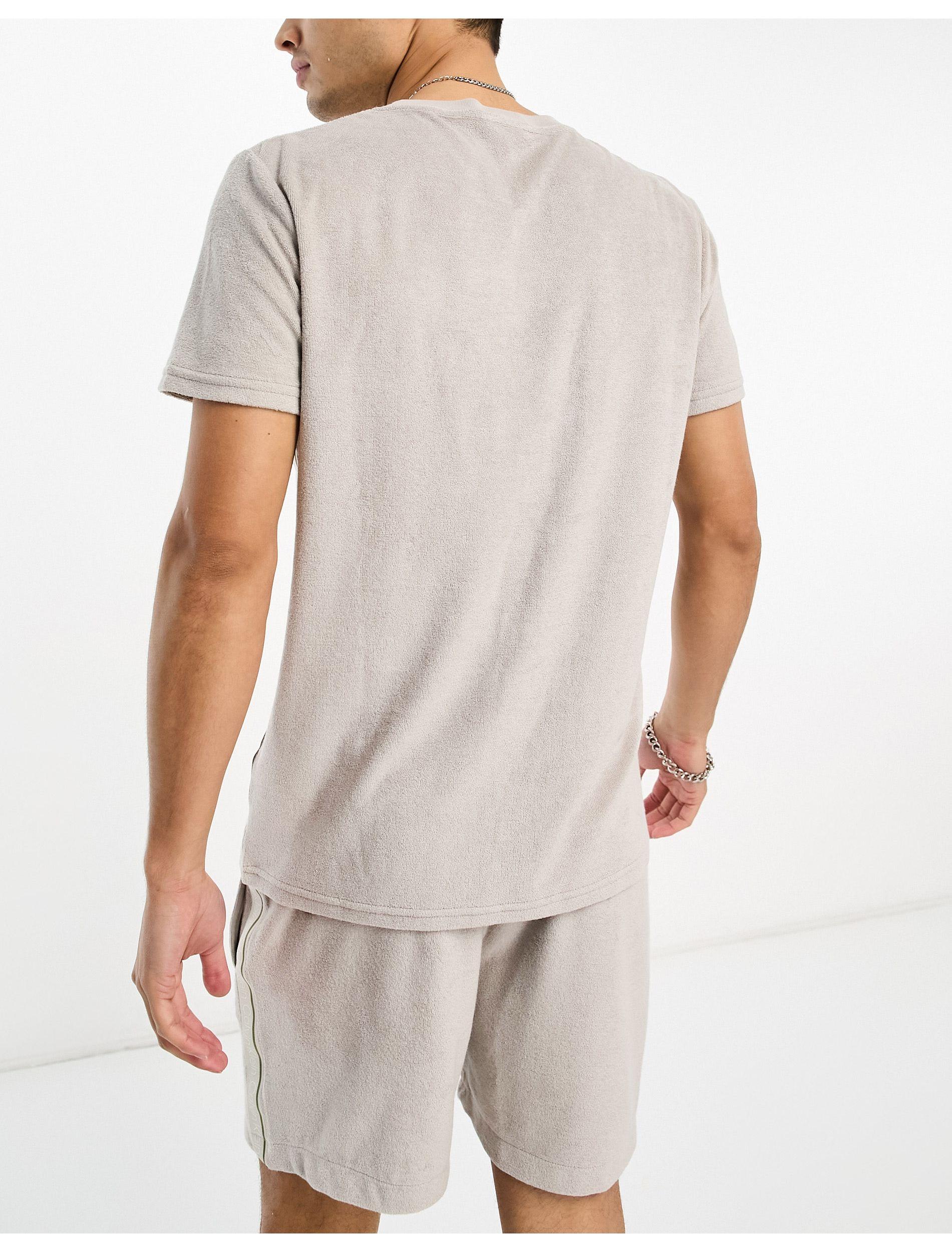 Calvin Klein Core Logo Tape Crew Neck Towelling T-shirt Co-ord in White for  Men | Lyst