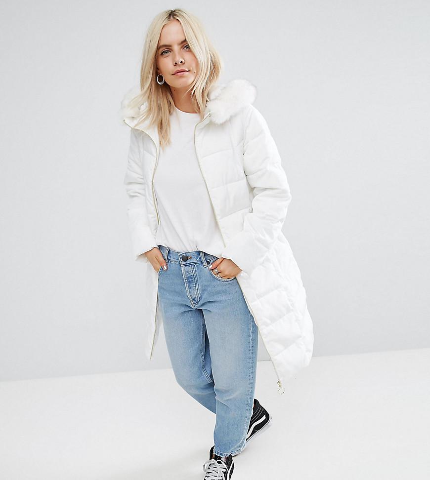 white longline puffer jacket