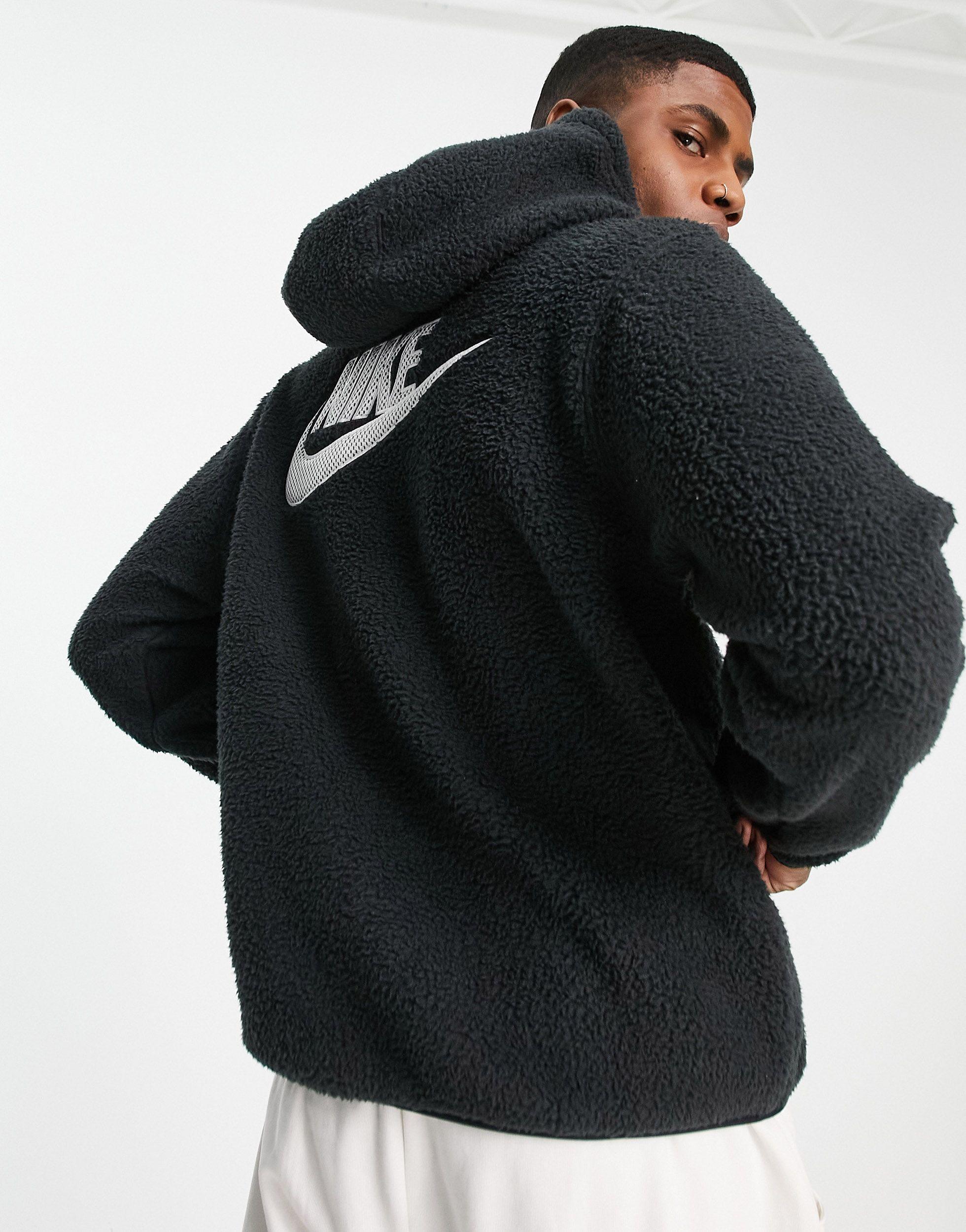 Nike Sport Essentials Sherpa Hoodie With Back Logo in Black for Men | Lyst