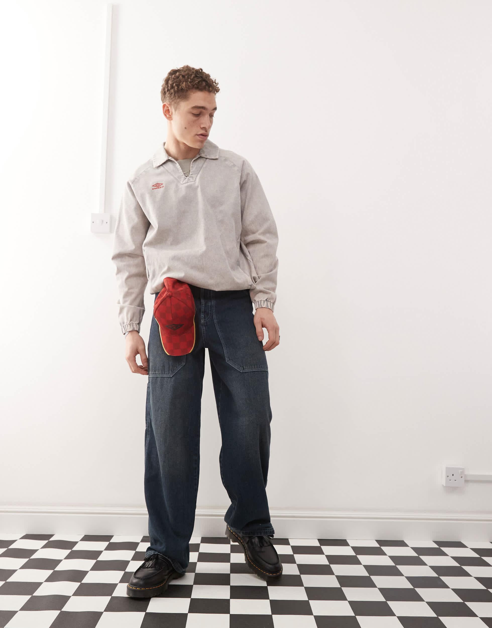 Umbro Washed Drill Sweat Top in Gray for Men | Lyst