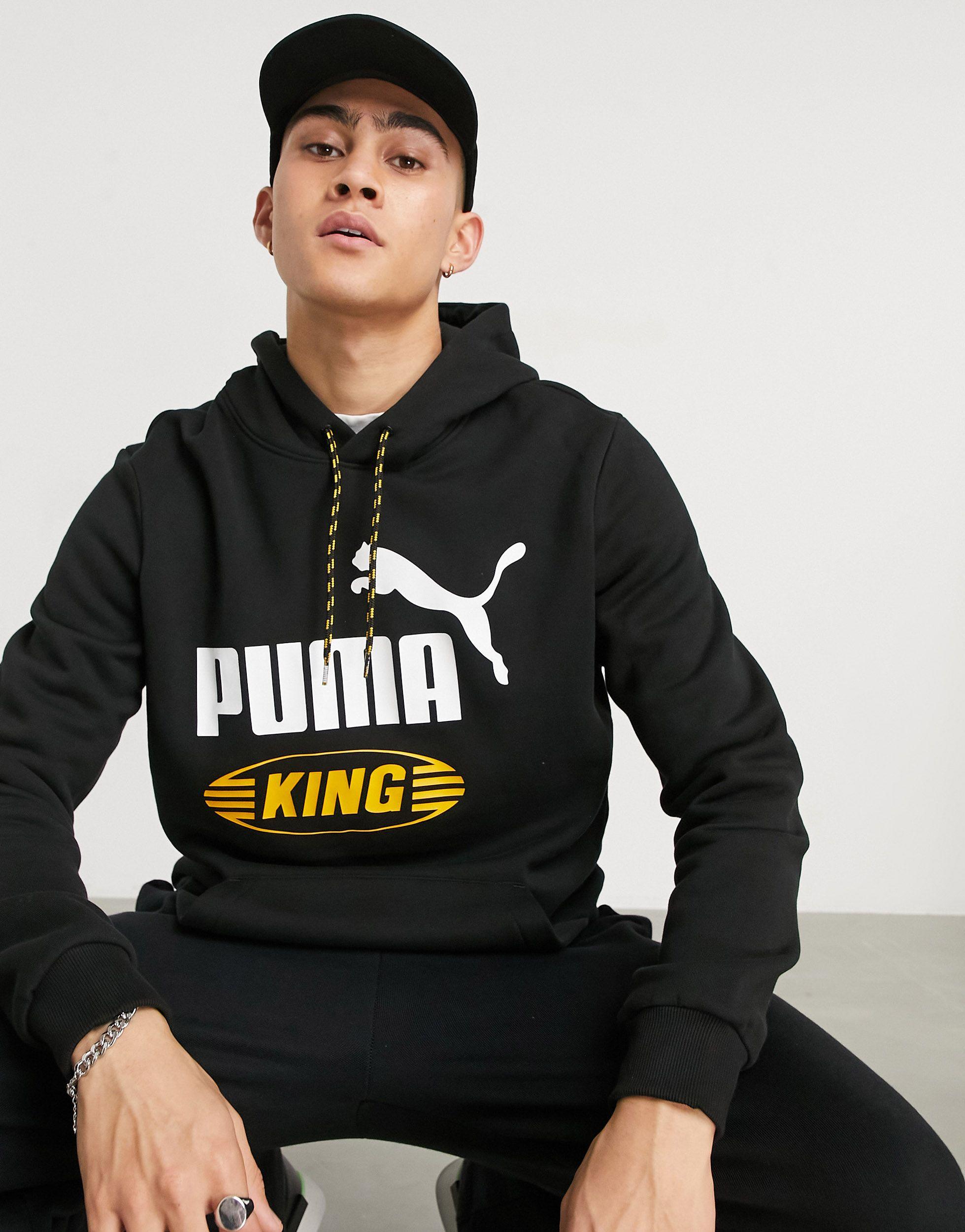 PUMA King Oversized Logo Hoodie in Black for Men | Lyst