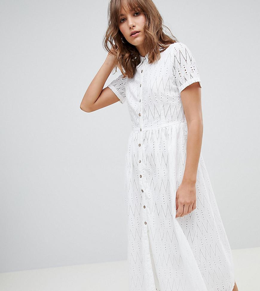 white midi broderie dress