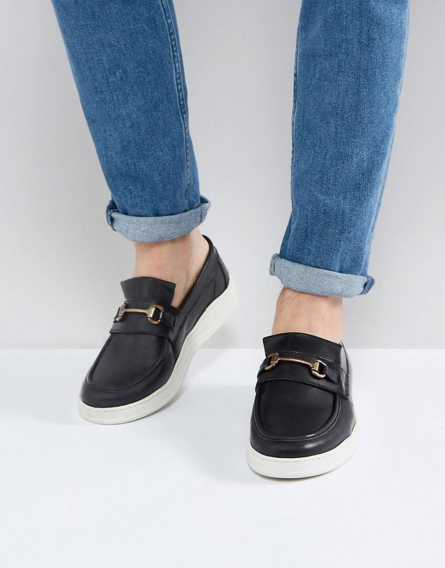 ASOS Asos Loafers In Black Leather With White Sole And Snaffle for Men |  Lyst Canada