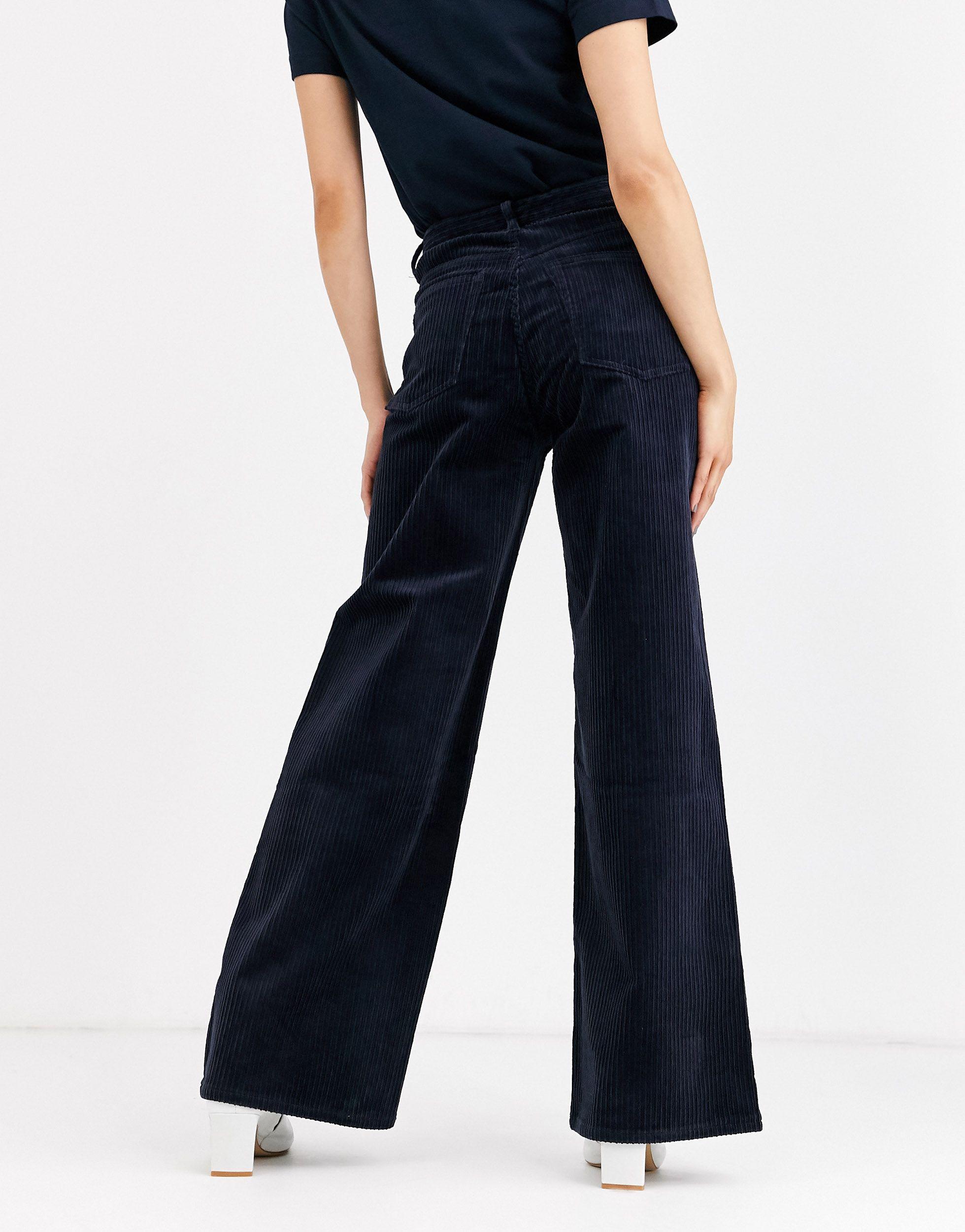 Weekday Flared Corduroy Trousers in Blue | Lyst