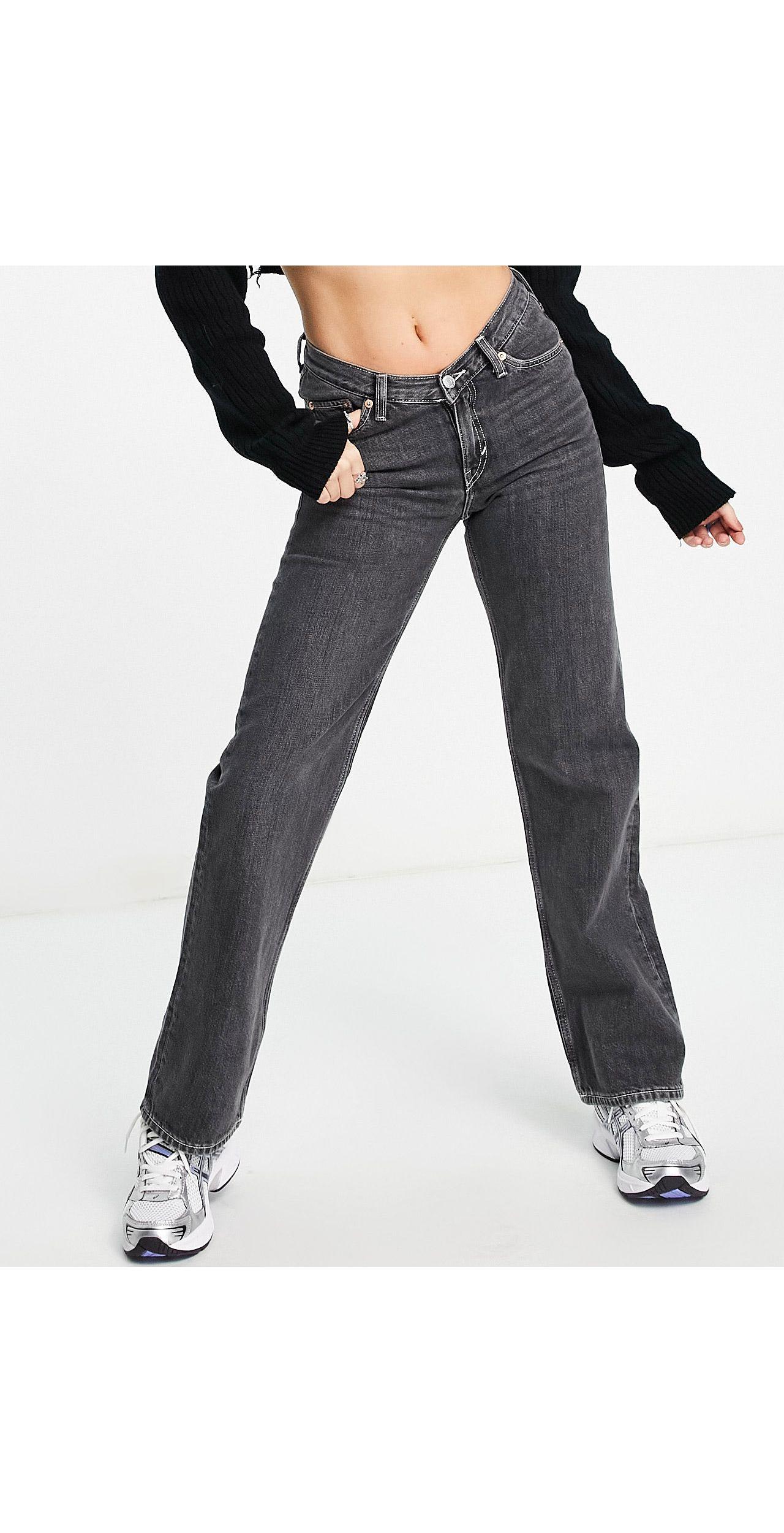 Weekday Twin Cotton V Front Straight Leg Jeans in Gray | Lyst