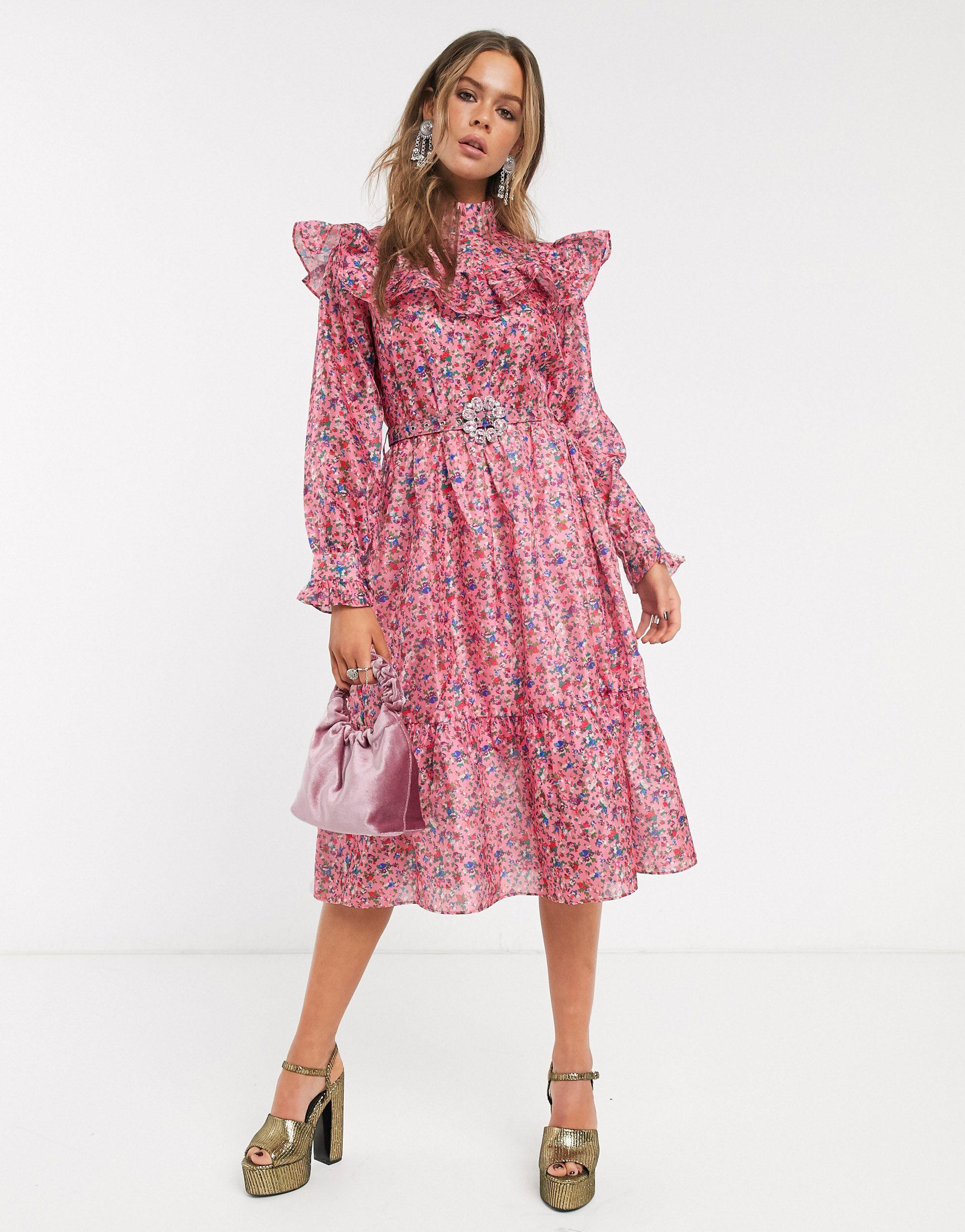 ruffle bib dress