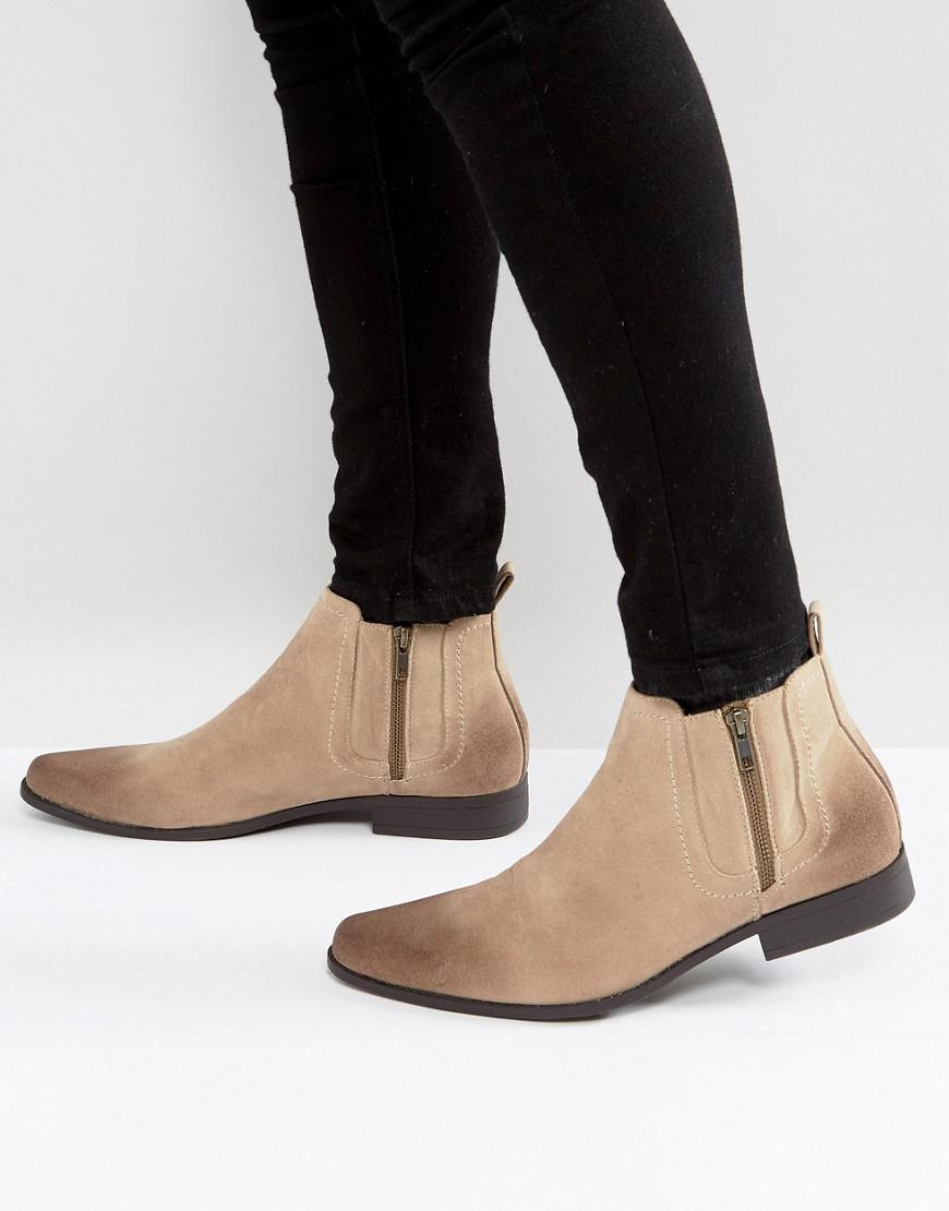 ASOS Asos Chelsea Boots In Stone Faux 