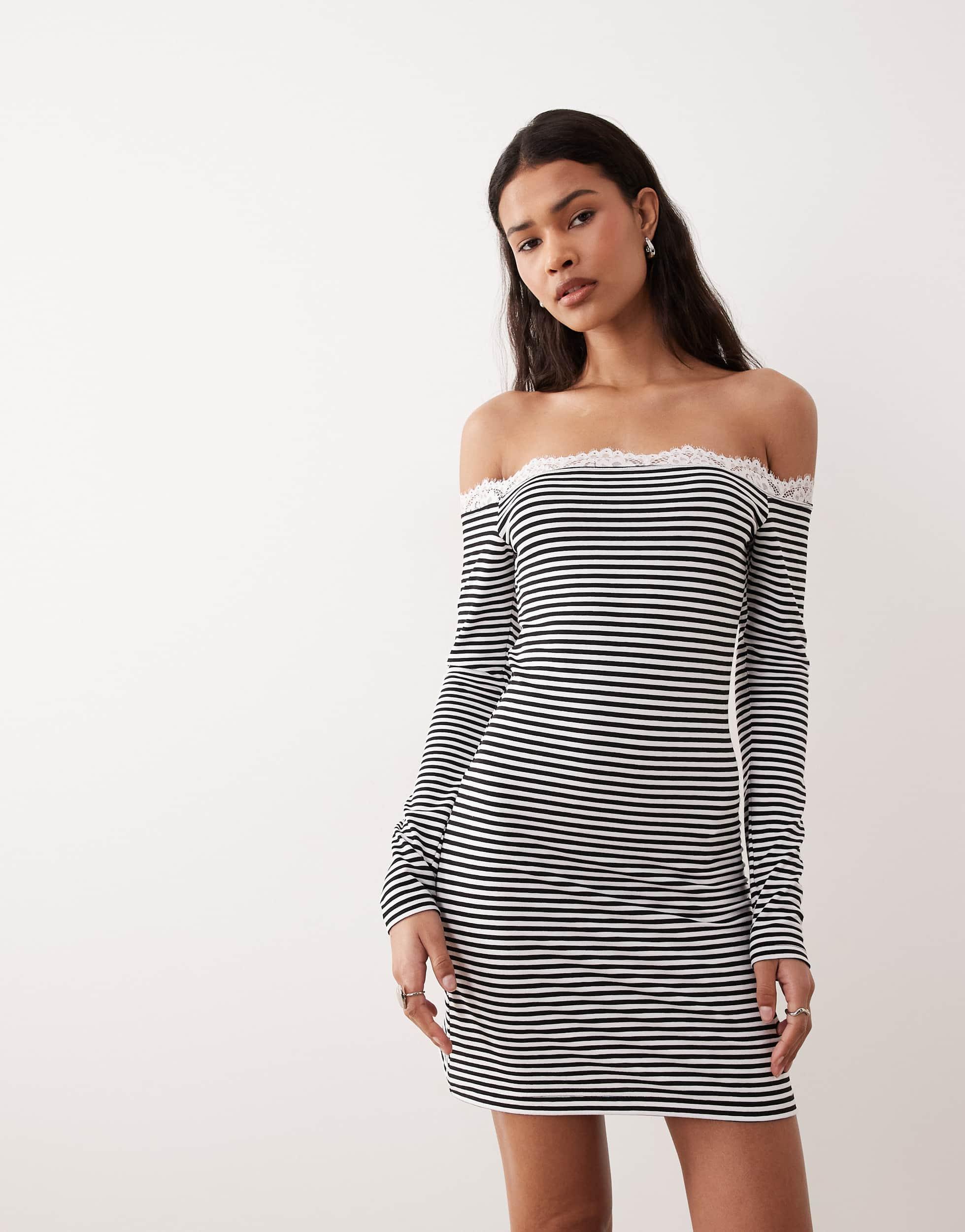 asos off shoulder striped dress ASOS Design - Off Shoulder Midi Dress - Women - Polyester - S