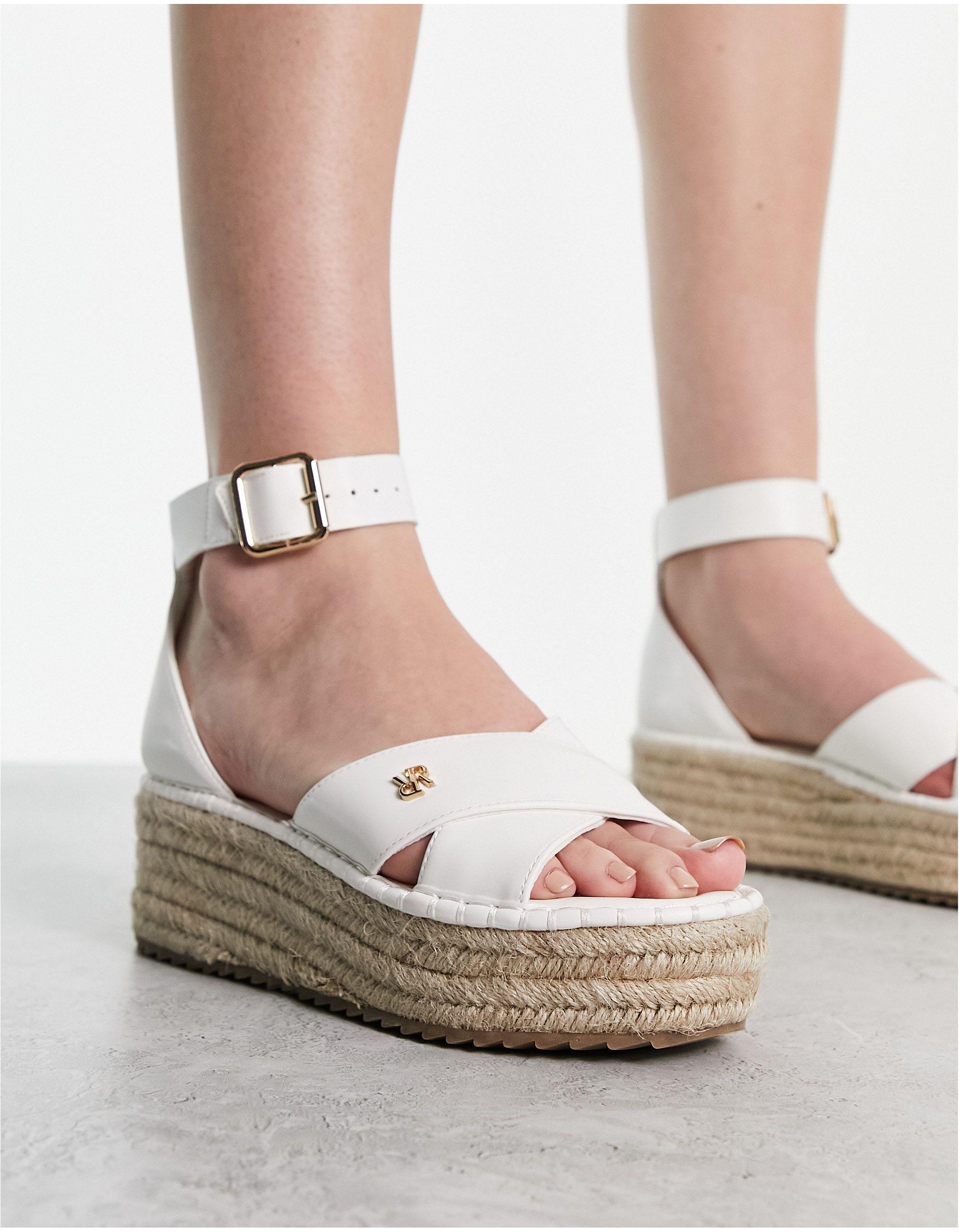 cream embellished espadrille flatform sandals