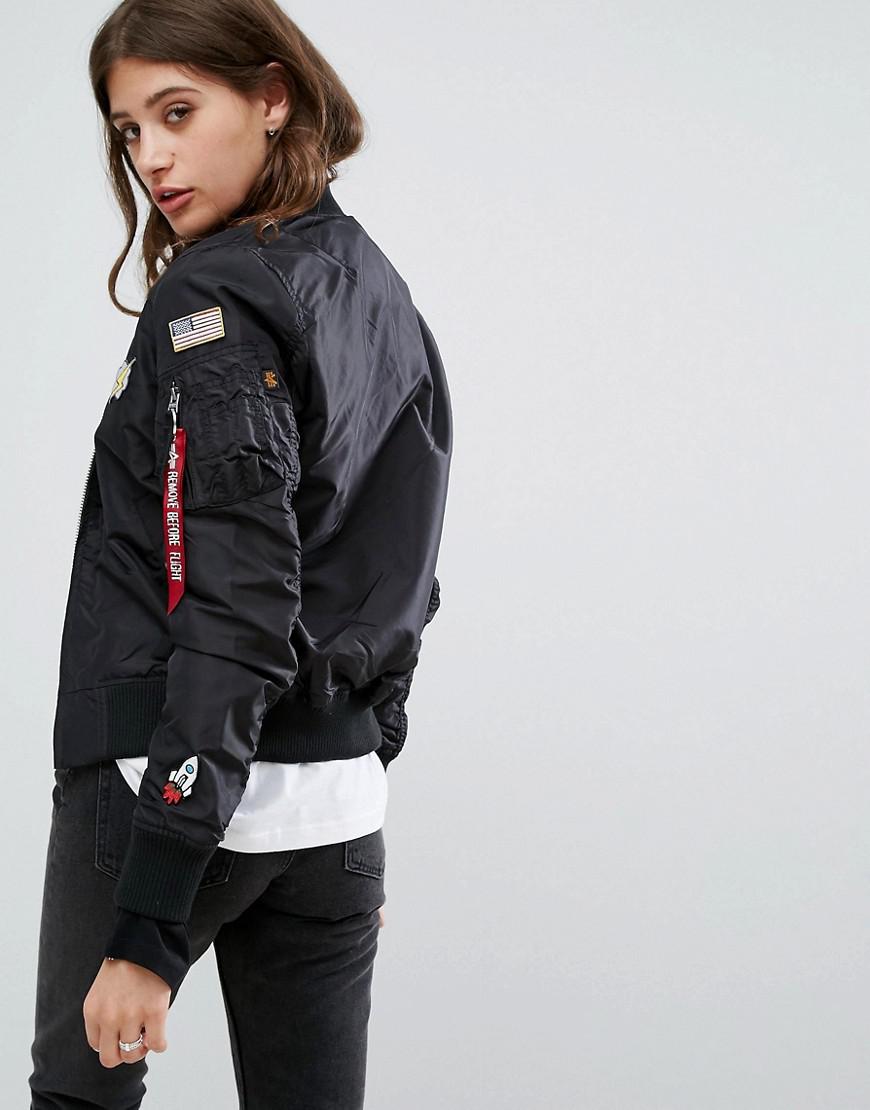 Alpha Industries Synthetic Ma 1 Tt Bomber Jacket With Patches In Black Lyst