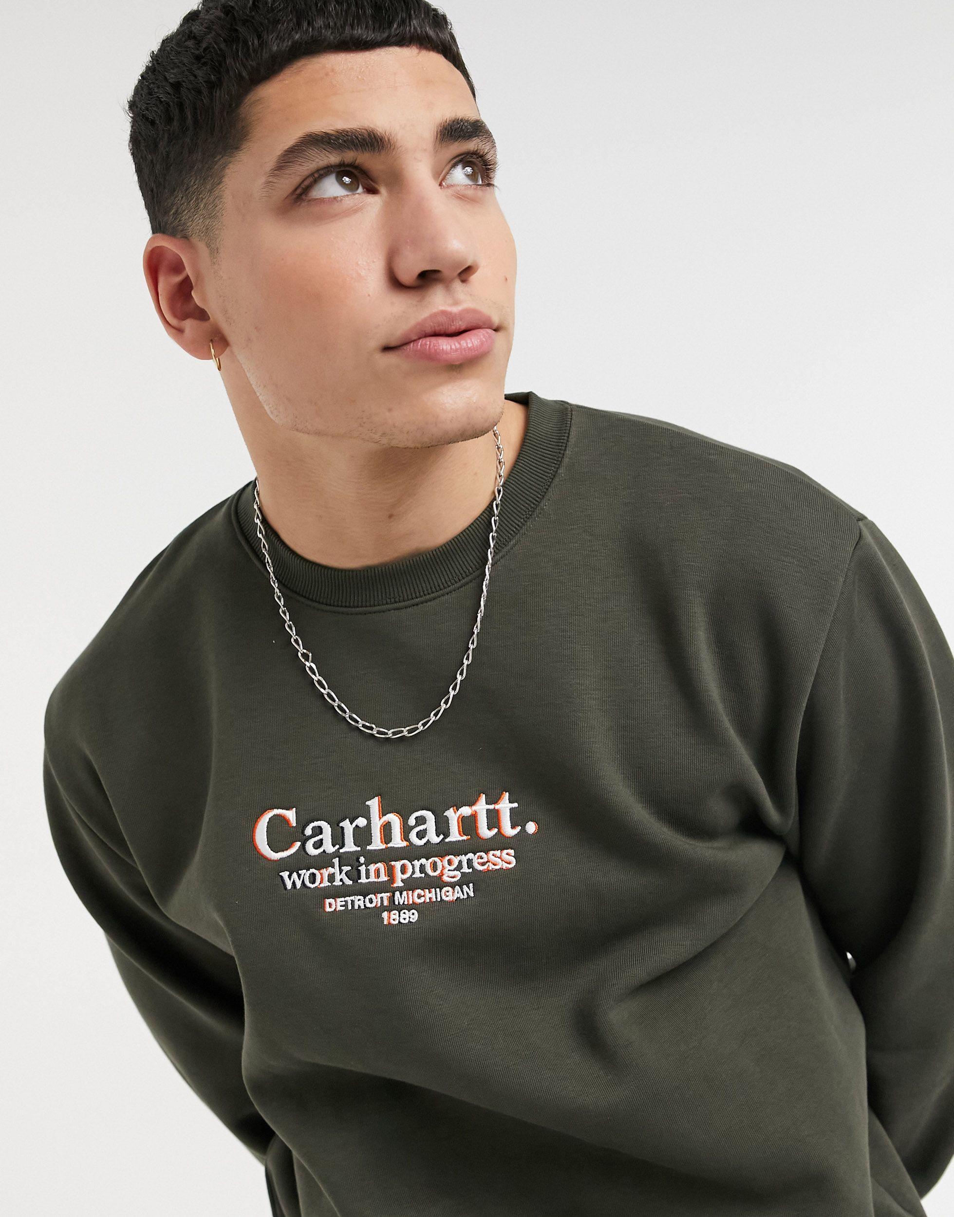 Carhartt Wip Commission Chest Logo Sweatshirt In Green For Men Lyst Carhartt Wip Commission Chest Logo Sweatshirt In Green For Men Lyst