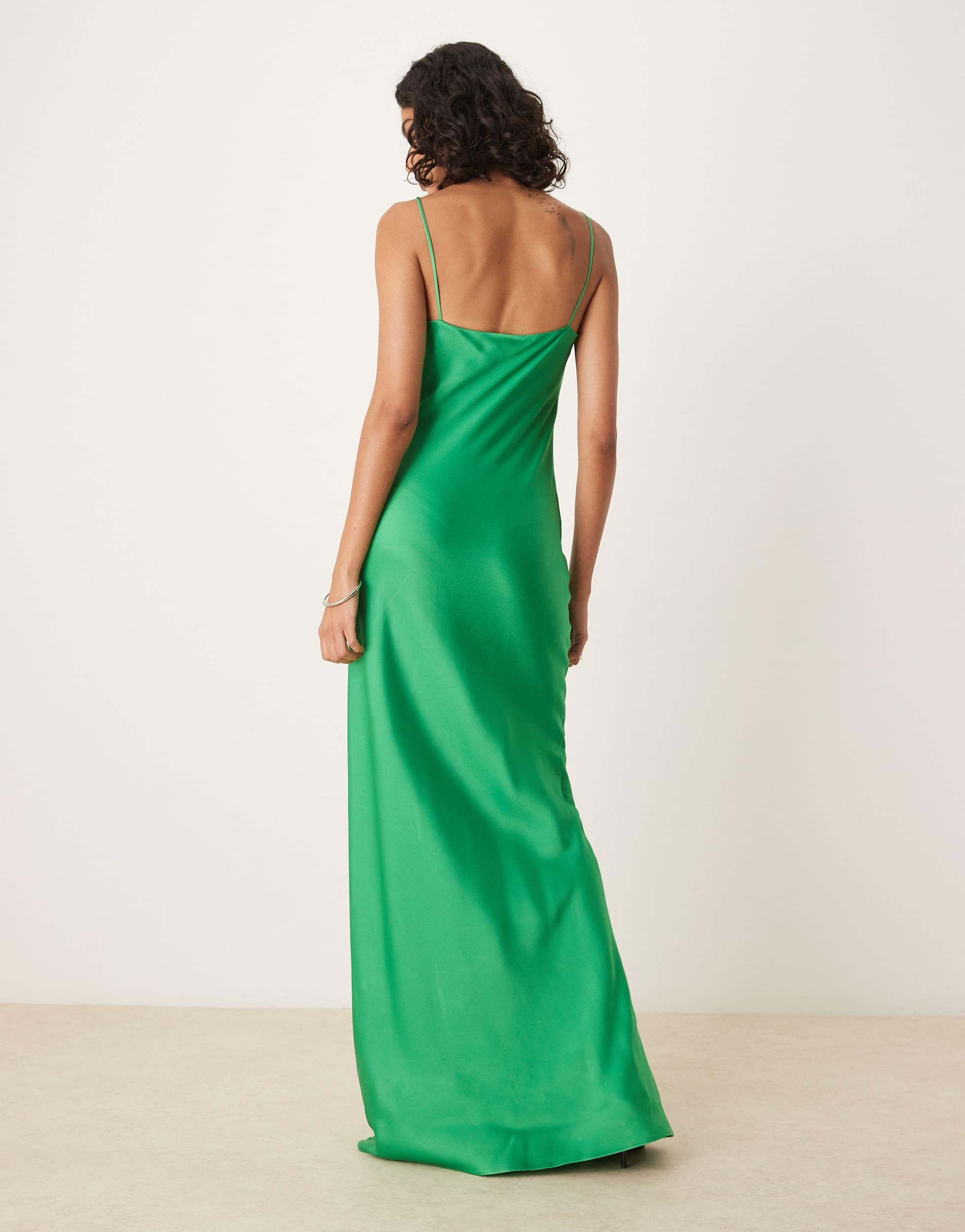 Mango Premium Strappy Cup Detail Maxi Dress in Green | Lyst