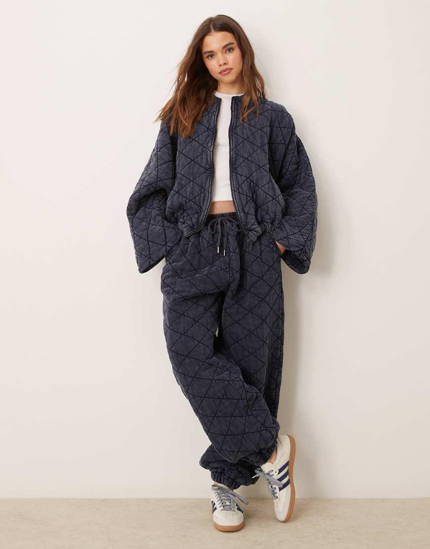 ASOS Jersey Quilted Oversized joggers Co-ord in Blue Lyst UK