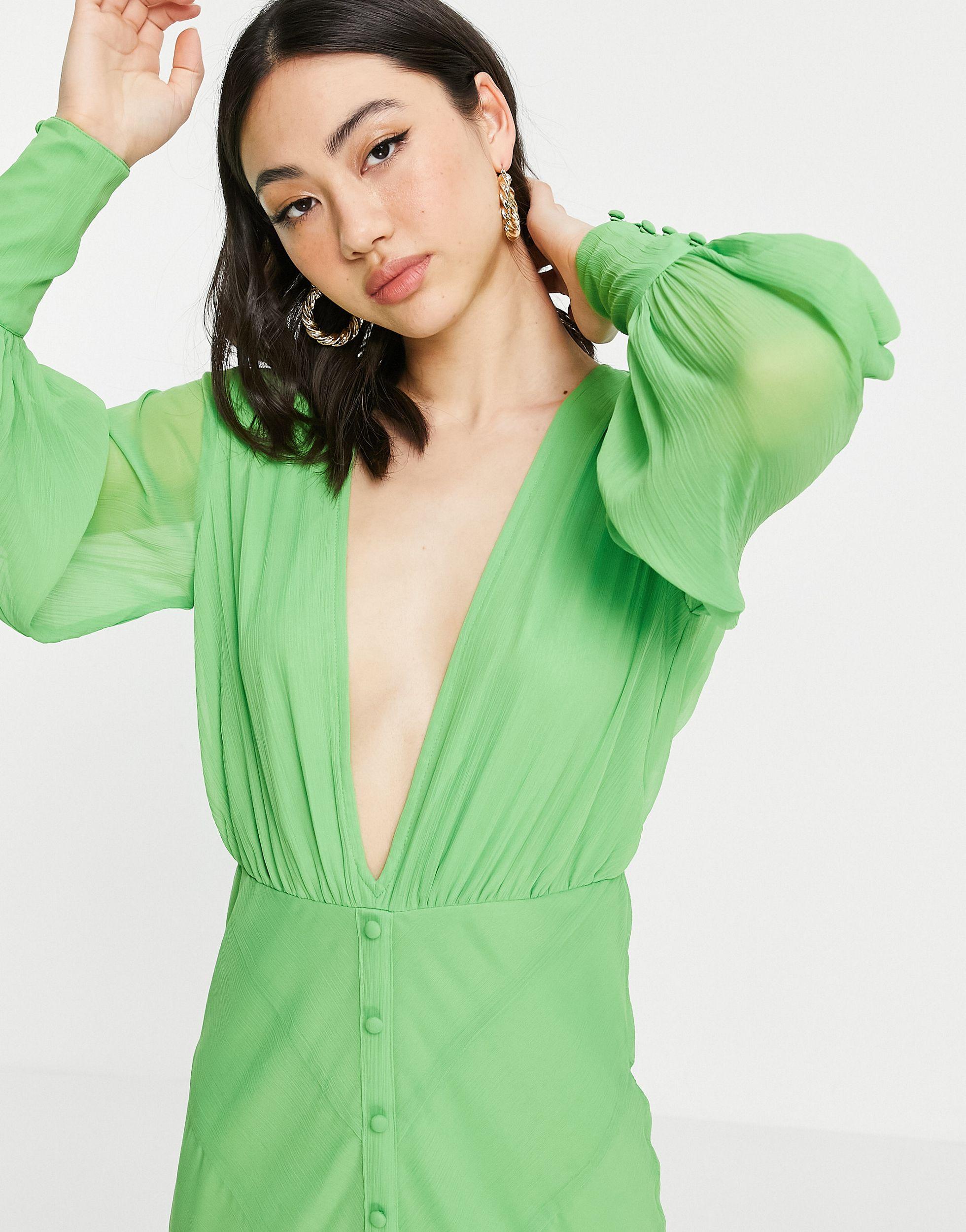 ASOS Plunge Front Button Front Midi 