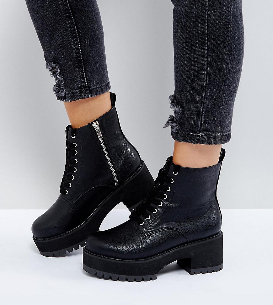 ASOS Bridget Wide Fit Chunky Ankle Boots in Black - Lyst