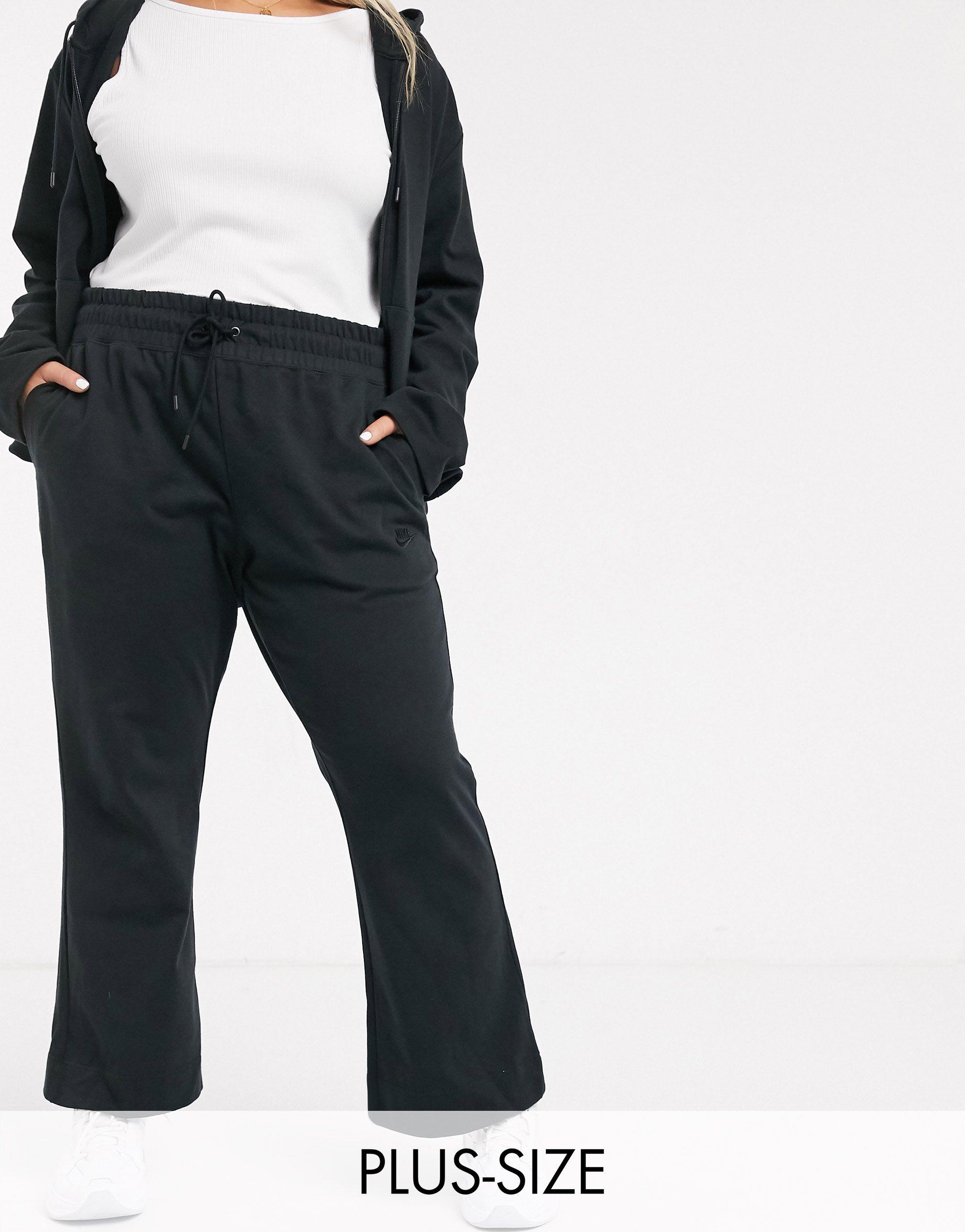 nike premium high waist wide leg grey joggers