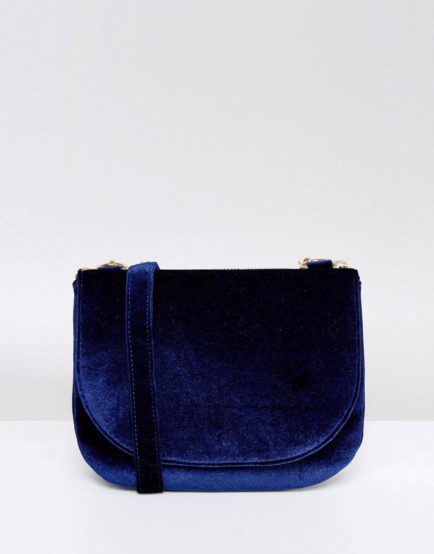 blue velvet crossbody bag