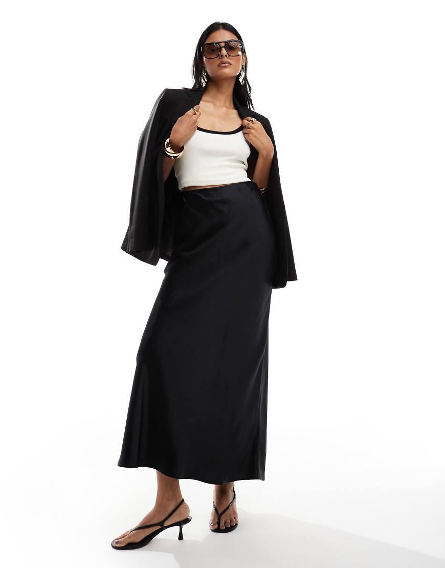 Other Stories Satin Maxi Skirt in Black Lyst UK