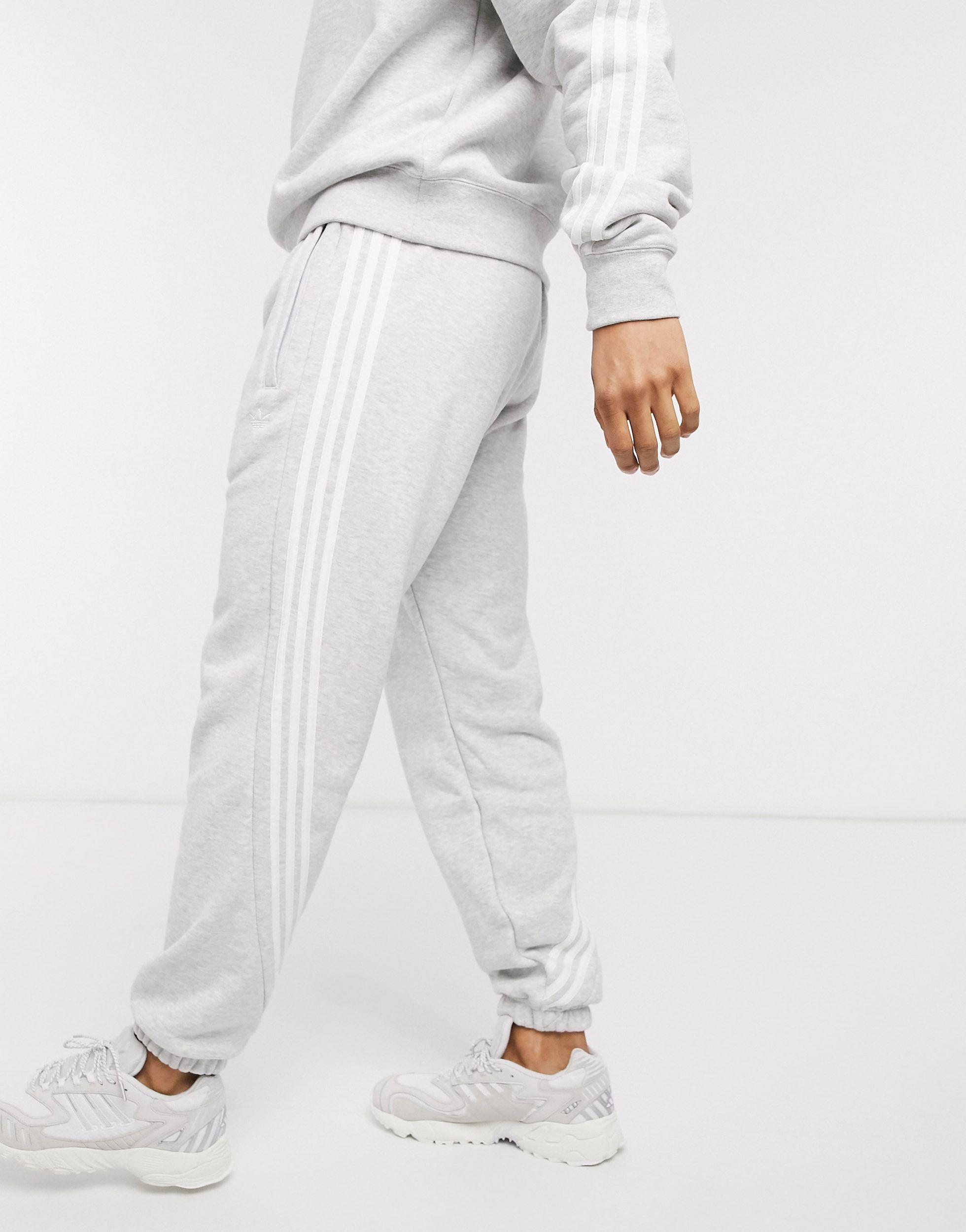 adidas originals grey 3 stripe joggers