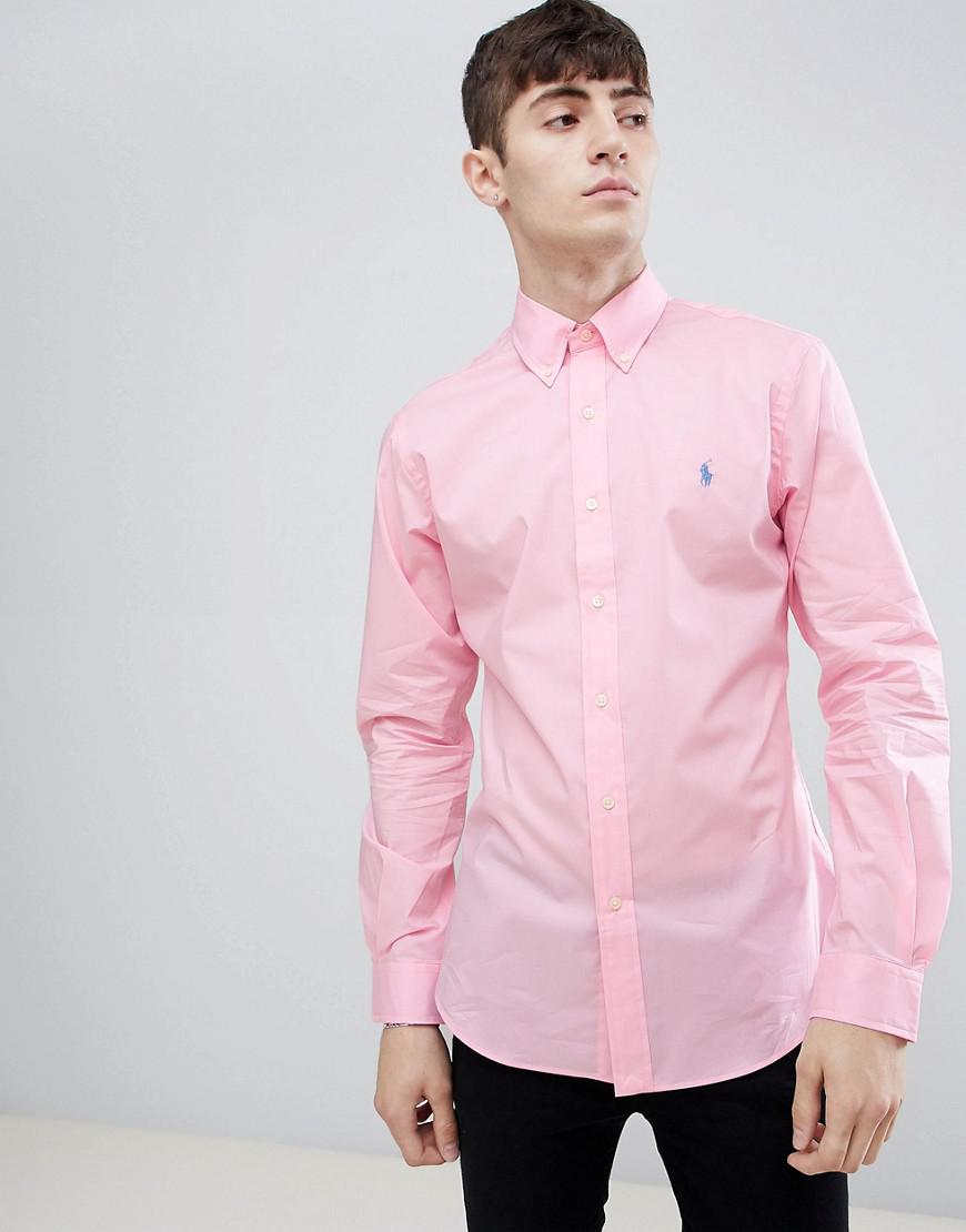 pink polo button down