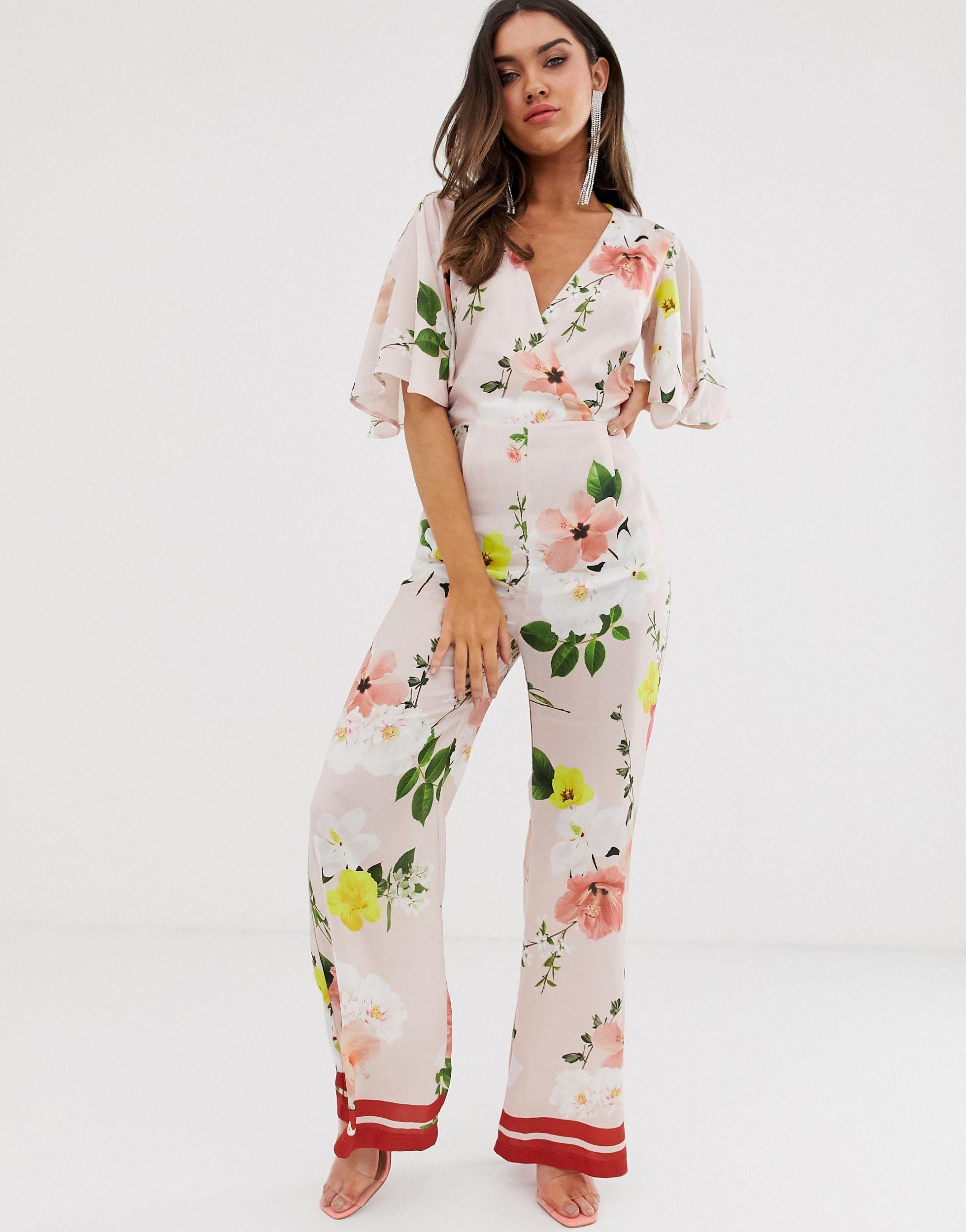pink batwing belted palazzo jumpsuit