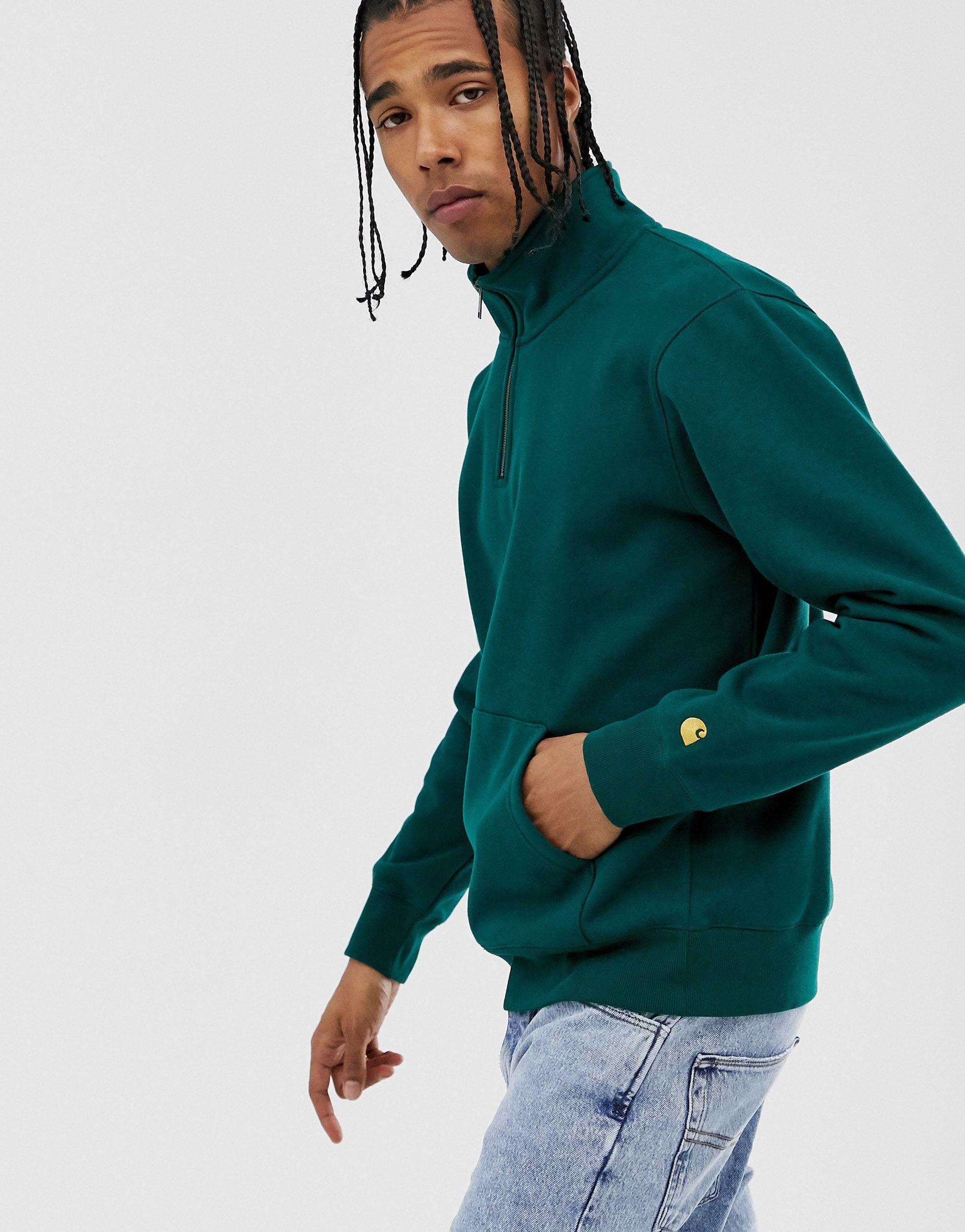 Carhartt WIP Chase Neck Zip Sweat in Green for Men | Lyst UK