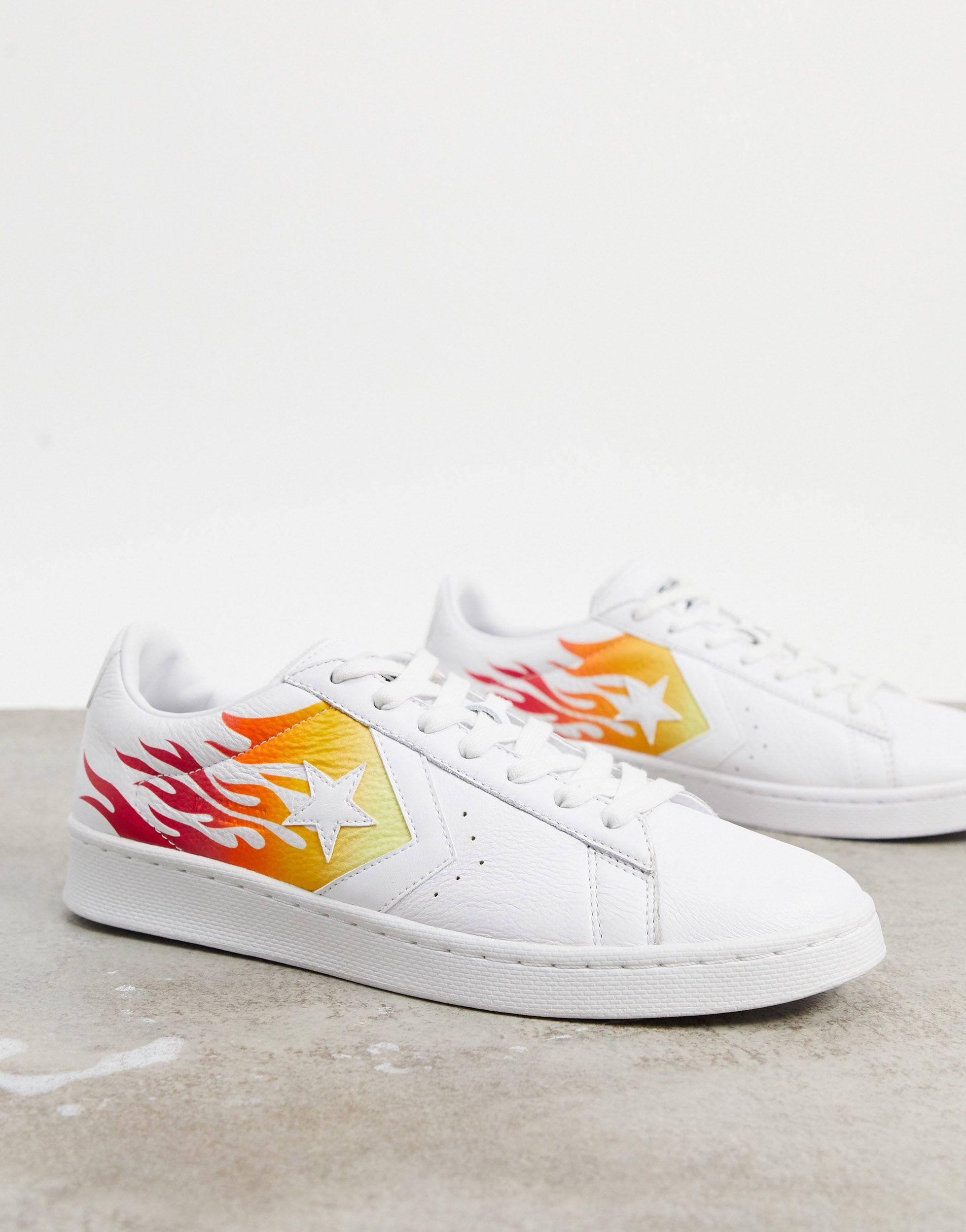 Converse White Flame Pro Leather Ox Sneakers for Men | Lyst