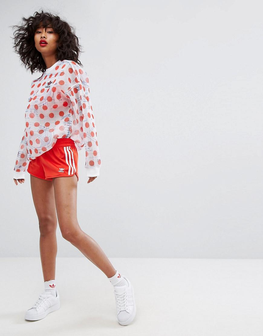 adidas Originals Osaka Mesh Panel Sweatshirt in Red | Lyst