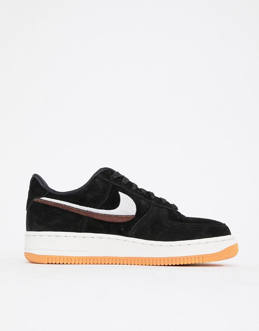 nike black contrast swoosh air force 1 trainers