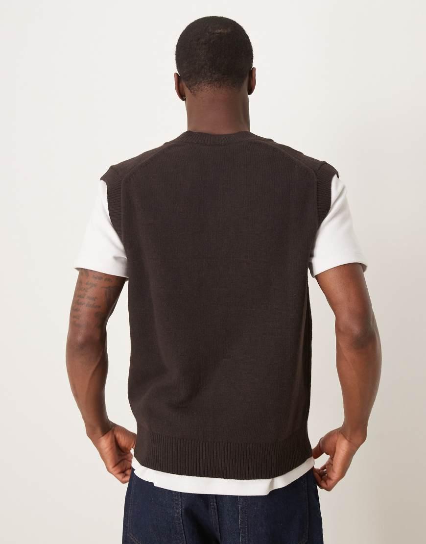 Mango V-Neck Sweater Vest in Brown for Men Lyst UK