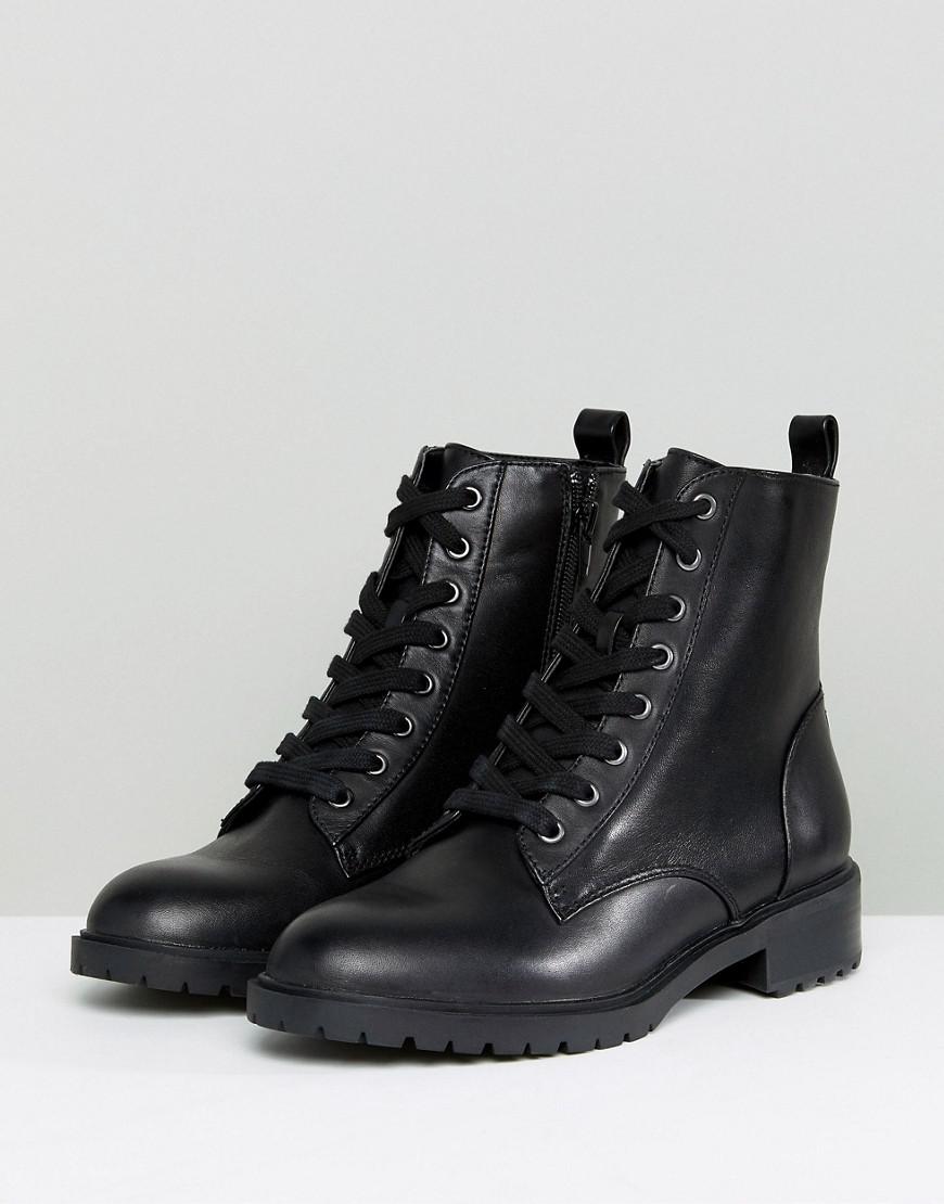 womens flat black lace up ankle boots